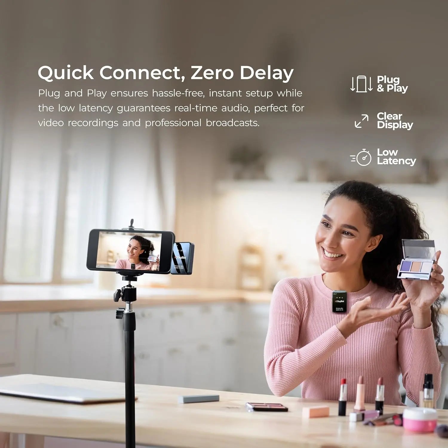 Digitek DWM-110 2-in-1 Wireless Microphone System with 2.4GHz RF, 50m Range, 8Hr Run Time, Plug & Play