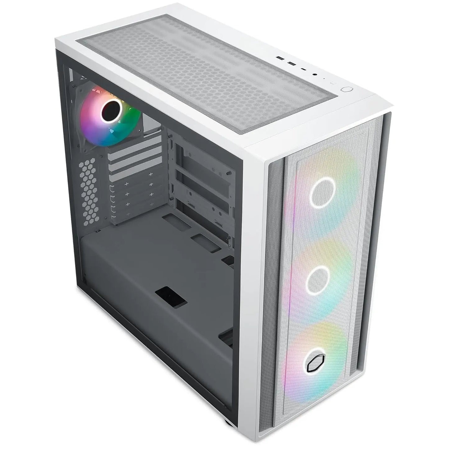 Cooler Master MasterBox 600 ARGB E-ATX Tempered Glass Side Panel Mid Tower Gaming Cabinet - White