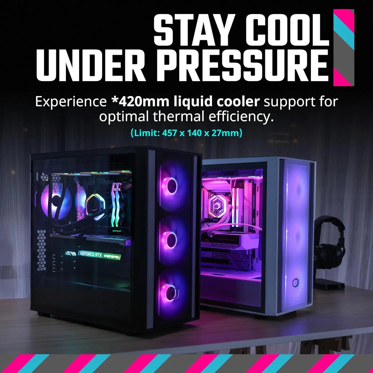Cooler Master MasterBox 600 ARGB E-ATX Tempered Glass Side Panel Mid Tower Gaming Cabinet - Black