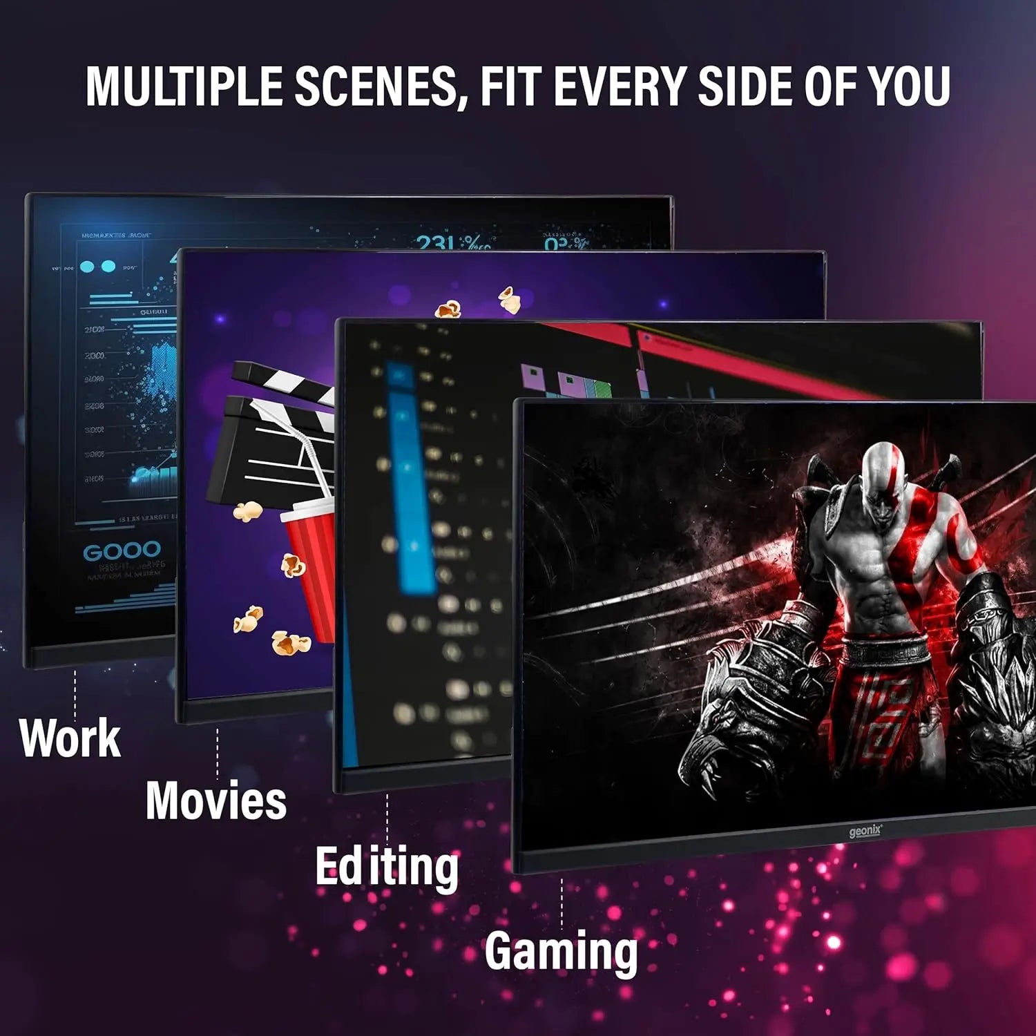 GEONIX 24 Inch IPS Panel 1920x1080 Full HD Frameless Display Monitor My Store