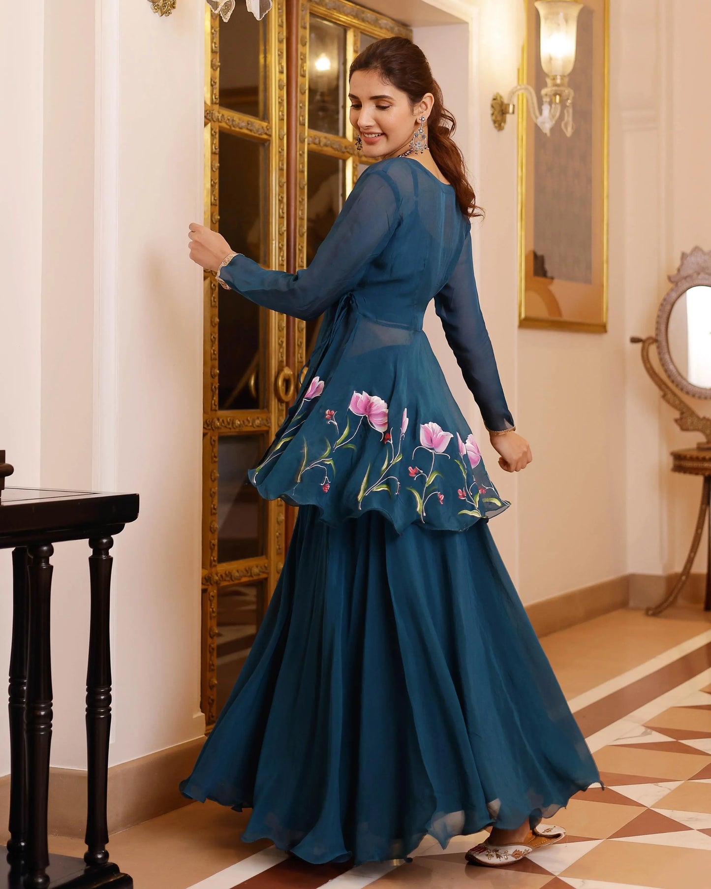 Kaasni Handpainted Organza Sharara Set My Store