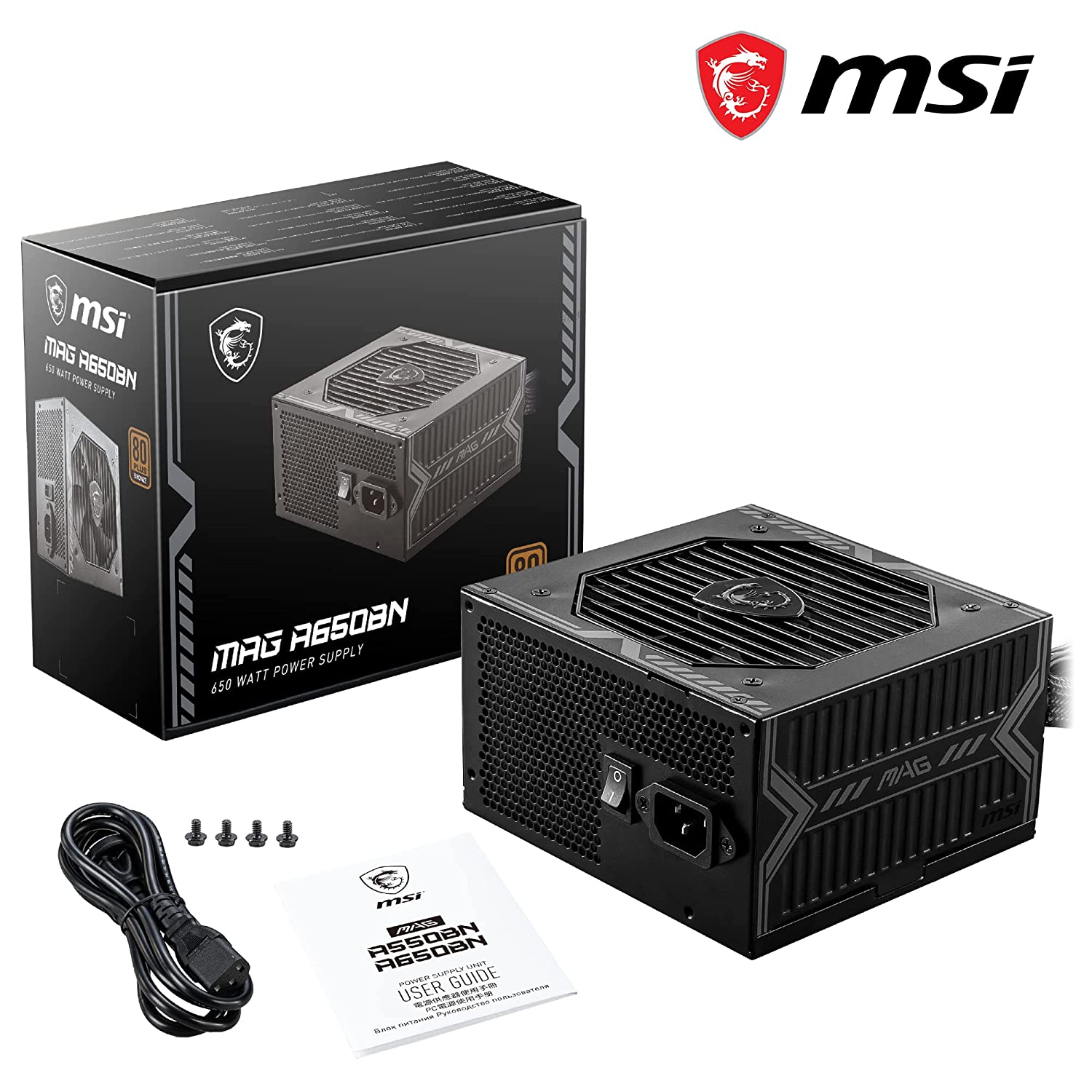 Msi MAG A650BN Gaming Power Supply 80 Plus Bronze, 650 Watt