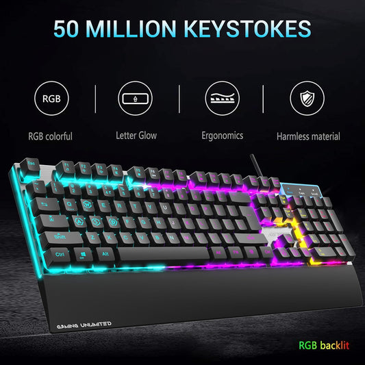 Ant Esports KM540 Gaming Backlit Keyboard and Mouse Combo, LED Wired Gaming Keyboard