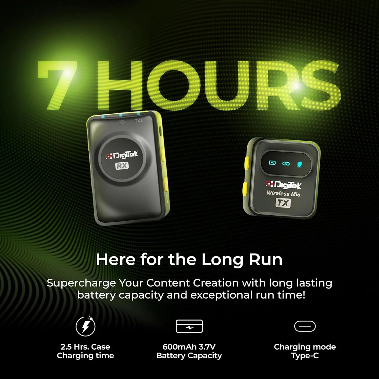 Digitek DWM-118 2-in-1 Wireless Microphone, 50m Range, Noise Reduction, 7Hr Battery, Plug & Play, C-to-C & C-to-LTC Converter