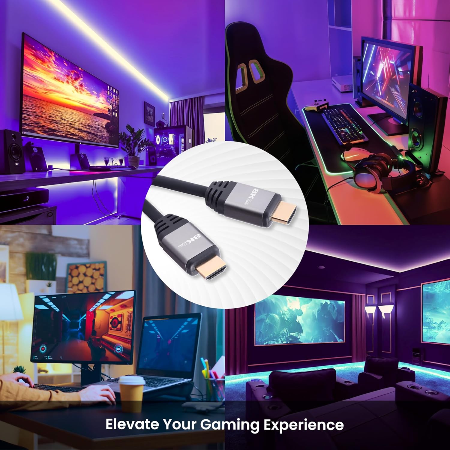 Nextech NC105 8K HDMI 2.1 Ultra HD Active Opticlal Fibre Cable with 8K@60Hz, 4K@120Hz, High Speed 48Gbps, eARC, 3D connectitiy, Compatible with All HDMI Devices, TV Set-top Box, Gaming Console 10 Meters