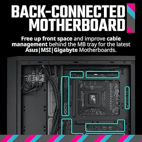 Cooler Master MasterBox 600 ARGB E-ATX Tempered Glass Side Panel Mid Tower Gaming Cabinet - Black