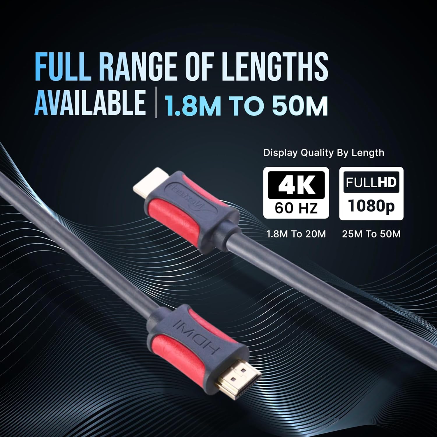 Nextech High-Speed HDMI Cable with Ethernet  Supports 3D 4K Video 60Hz FPS, Audio Return - Latest Version 2.0 50 Feet/15 Meter, Spruce Grey