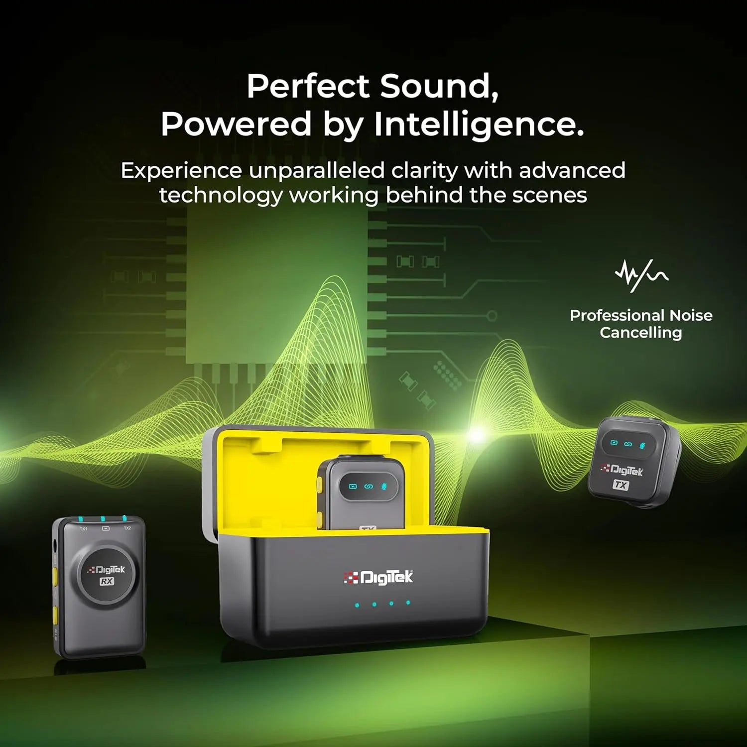 Digitek DWM-118 2-in-1 Wireless Microphone, 50m Range, Noise Reduction, 7Hr Battery, Plug & Play, C-to-C & C-to-LTC Converter