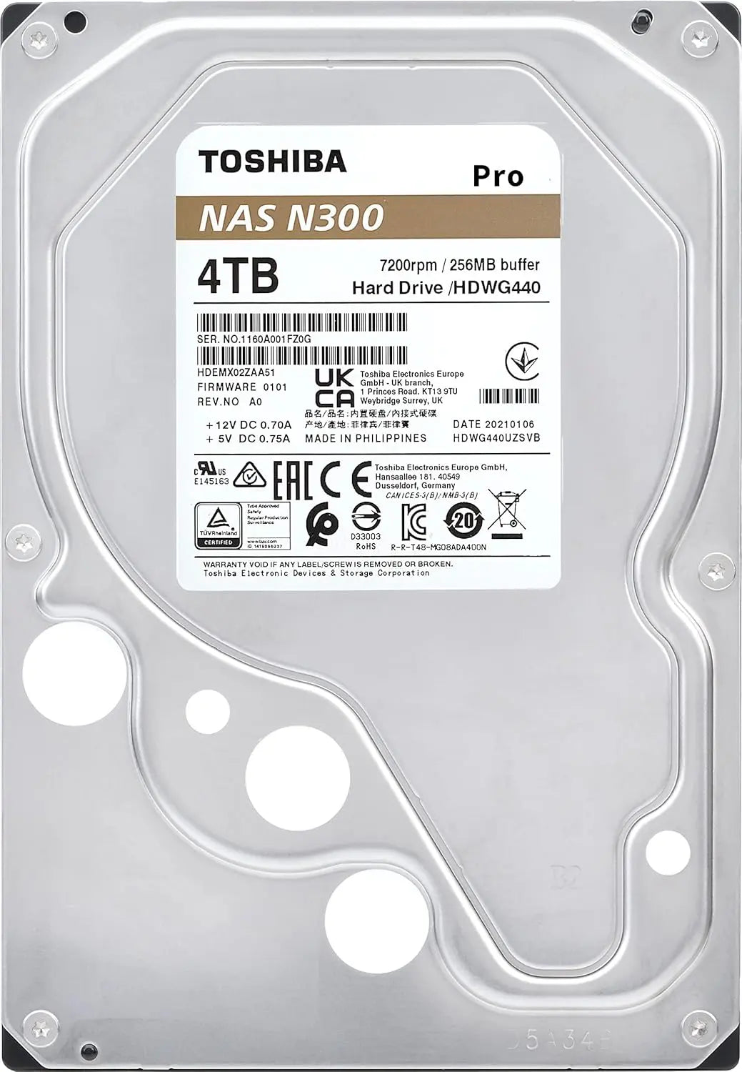 Toshiba N300 Pro 4TB 3.5" SATA 6Gb/s 7200RPM NAS Internal Hard Disk Drive My Store
