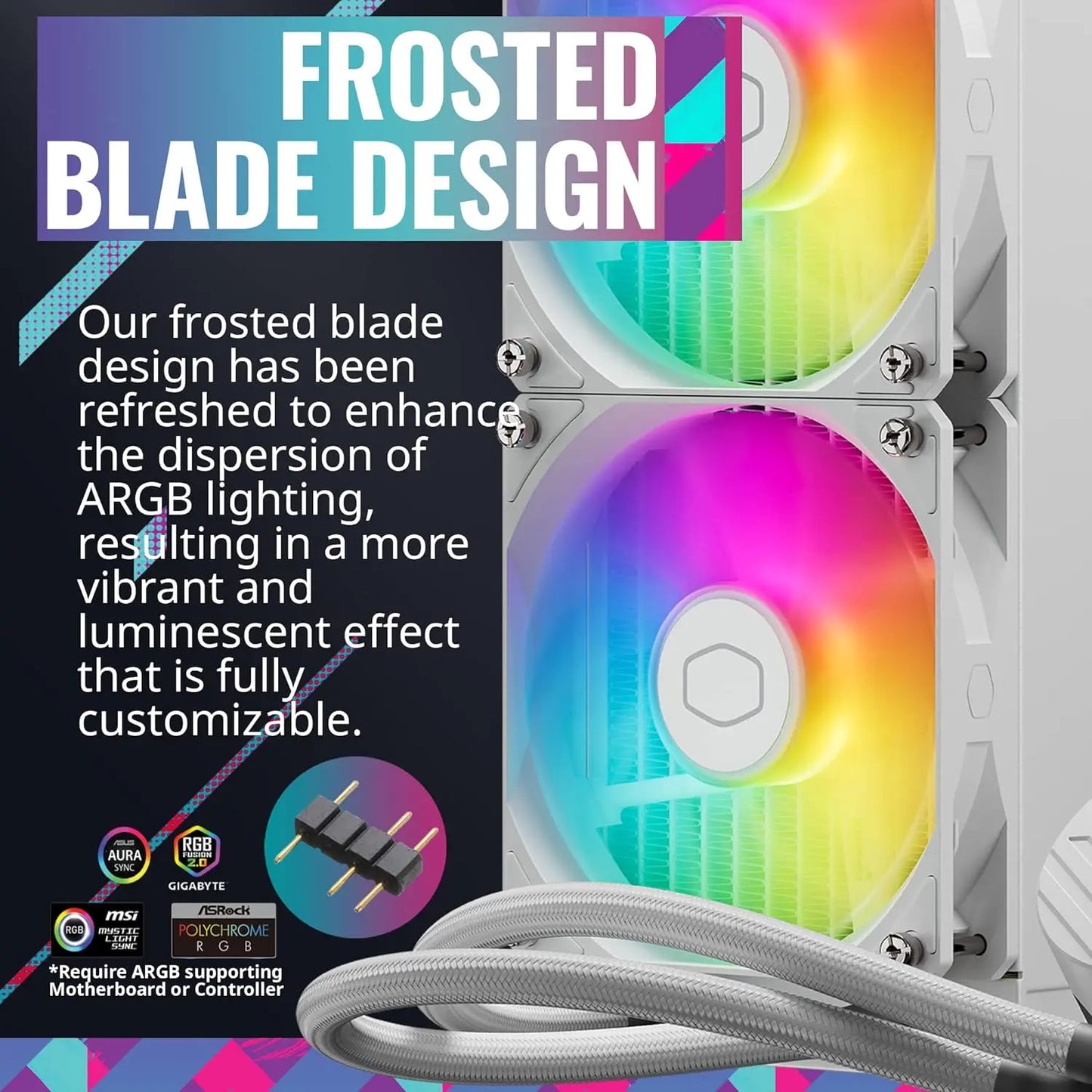 Cooler Master MasterLiquid 240L Core ARGB 240mm Close-Loop PWM AIO CPU Liquid Cooler - White