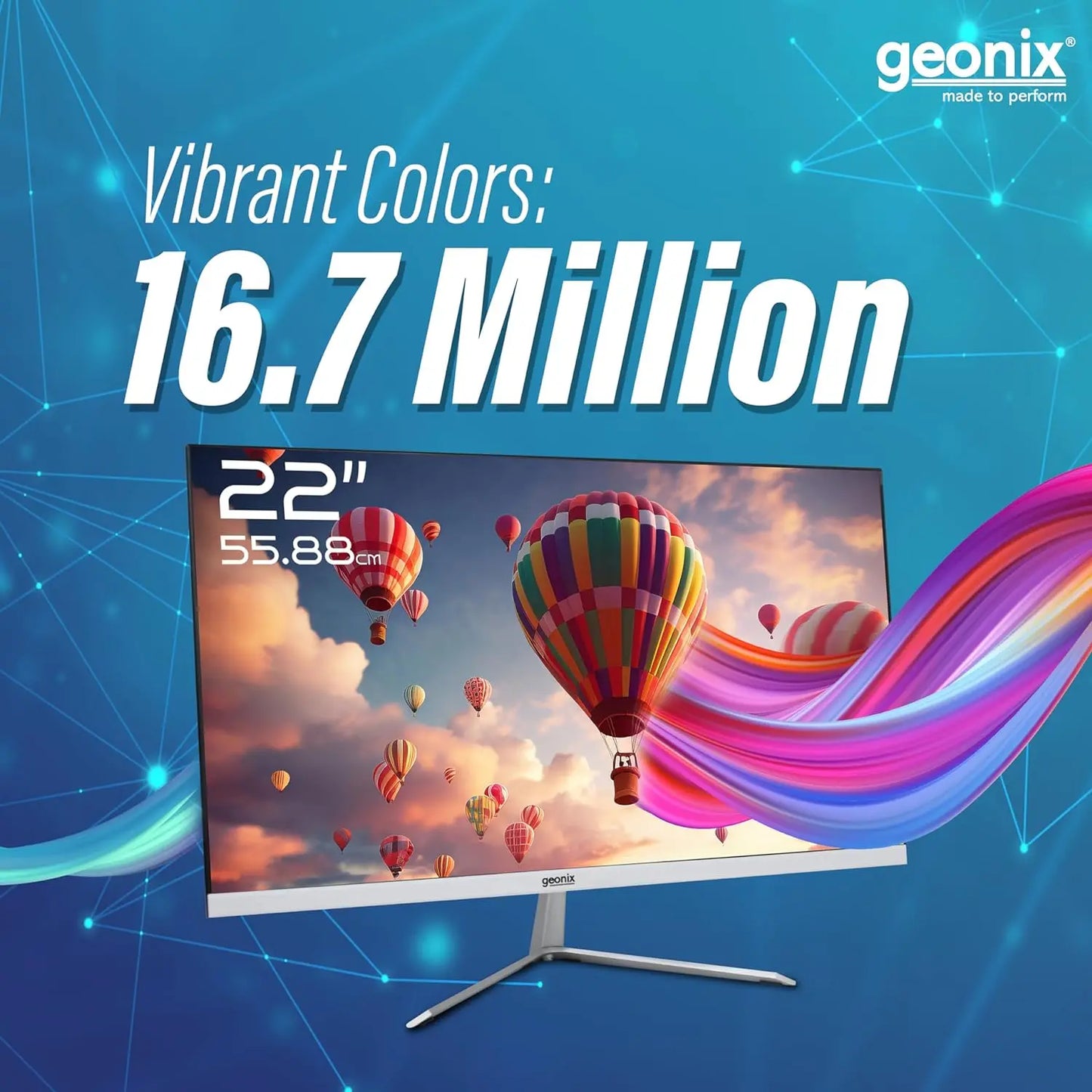 GEONIX 22 Inch 1920 x 1080 Full HD VA Panel Borderless 75Hz 3ms HDMI VGA Monitor (White) My Store