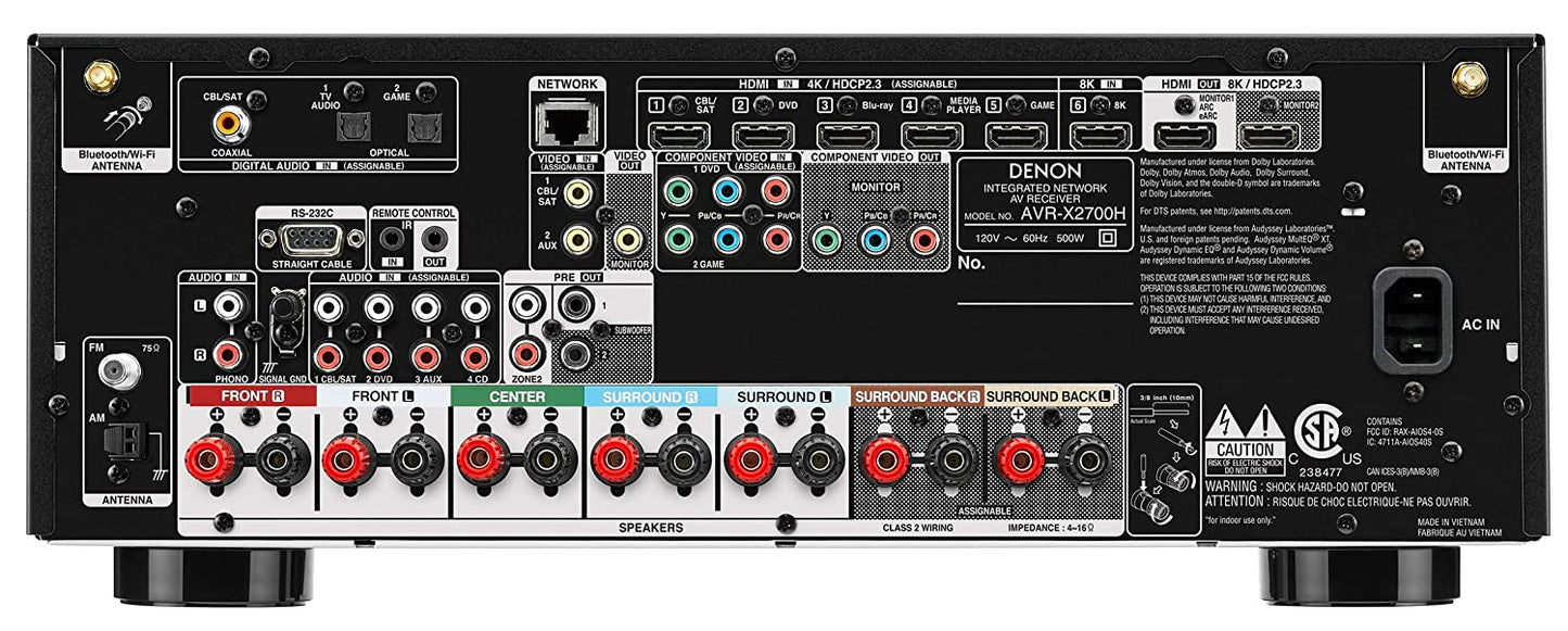 Denon AVR-X2700H 8K Ultra HD 7.2 Channel AV Receiver 2020 Model - Built for Gaming, Music Streaming, 3D Audio & Video, Alexa  HEOS