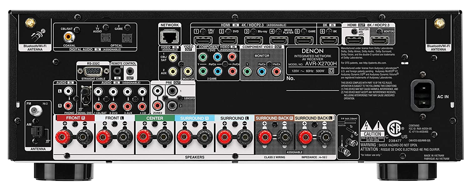 Denon AVR-X2700H 8K Ultra HD 7.2 Channel AV Receiver 2020 Model - Built for Gaming, Music Streaming, 3D Audio & Video, Alexa  HEOS