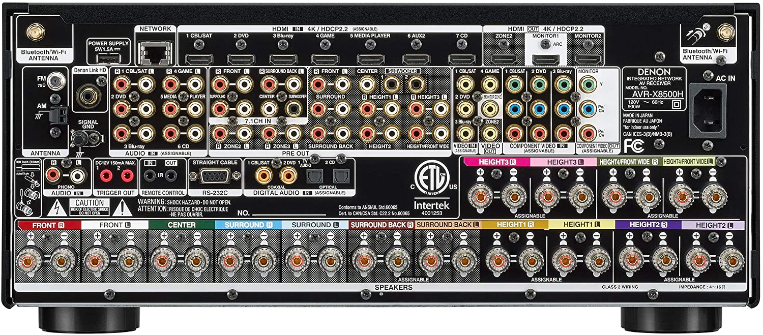 Denon AVR-X8500H Flagship Receiver - 8 HDMI In /3 Out, Powerful 13.2 Channel (150 W/Ch) Amplifier  Dolby Surround Sound  Alexa  HEOS Compatibility