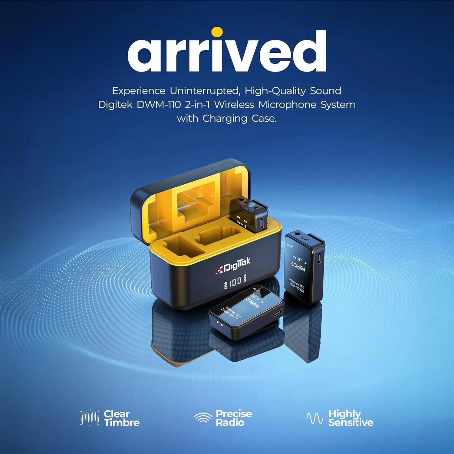 Digitek DWM-110 2-in-1 Wireless Microphone System with 2.4GHz RF, 50m Range, 8Hr Run Time, Plug & Play