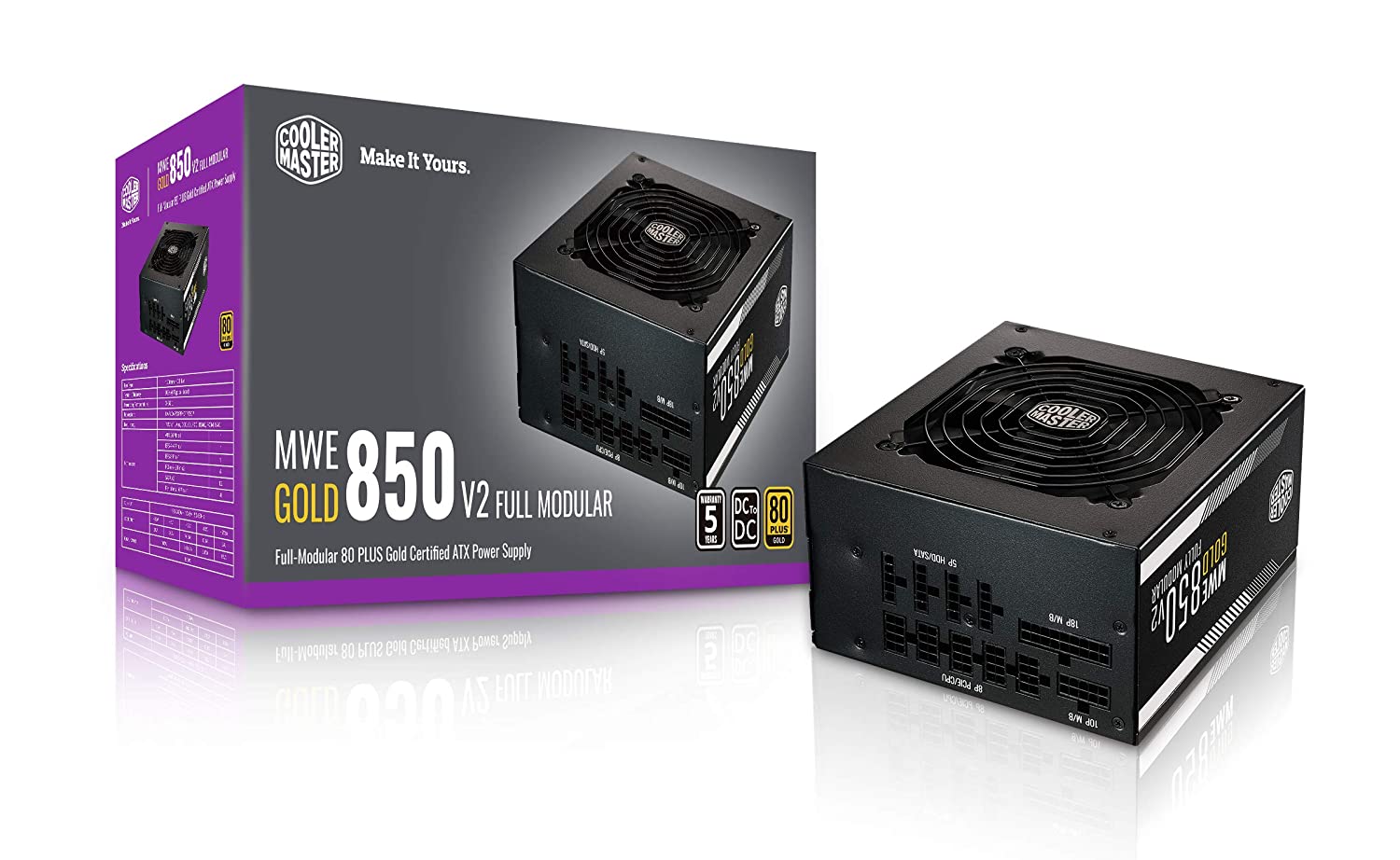 Cooler Master MWE GOLD 850 V2  80 Plus Gold Certified, Fully Modular Power Supply - Black
