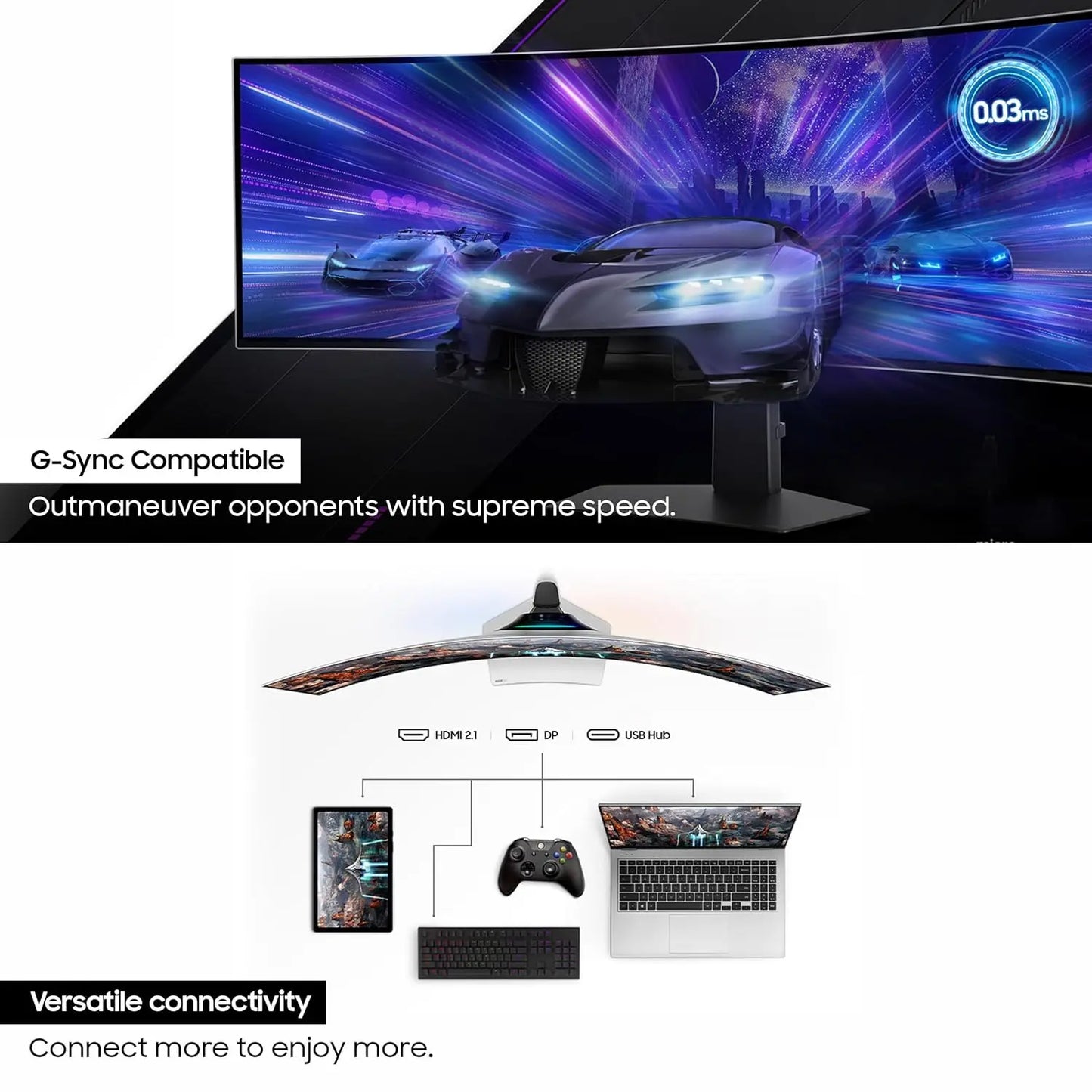Samsung Odyssey G9 49" 240Hz 1440p Dual QHD OLED Panel HDR10 Ultrawide Curved Gaming Monitor with Speakers - Silver My Store