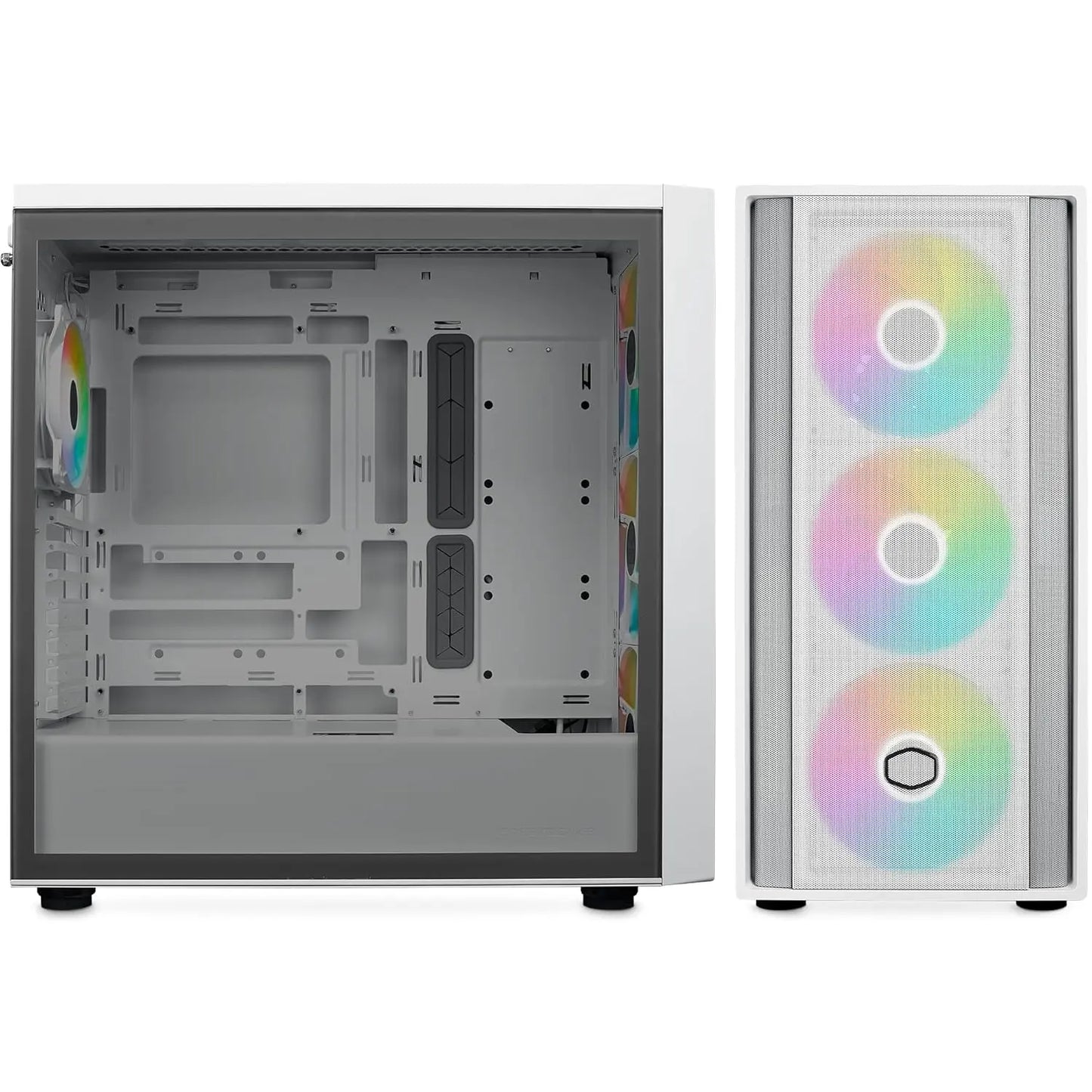 Cooler Master MasterBox 600 ARGB E-ATX Tempered Glass Side Panel Mid Tower Gaming Cabinet - White