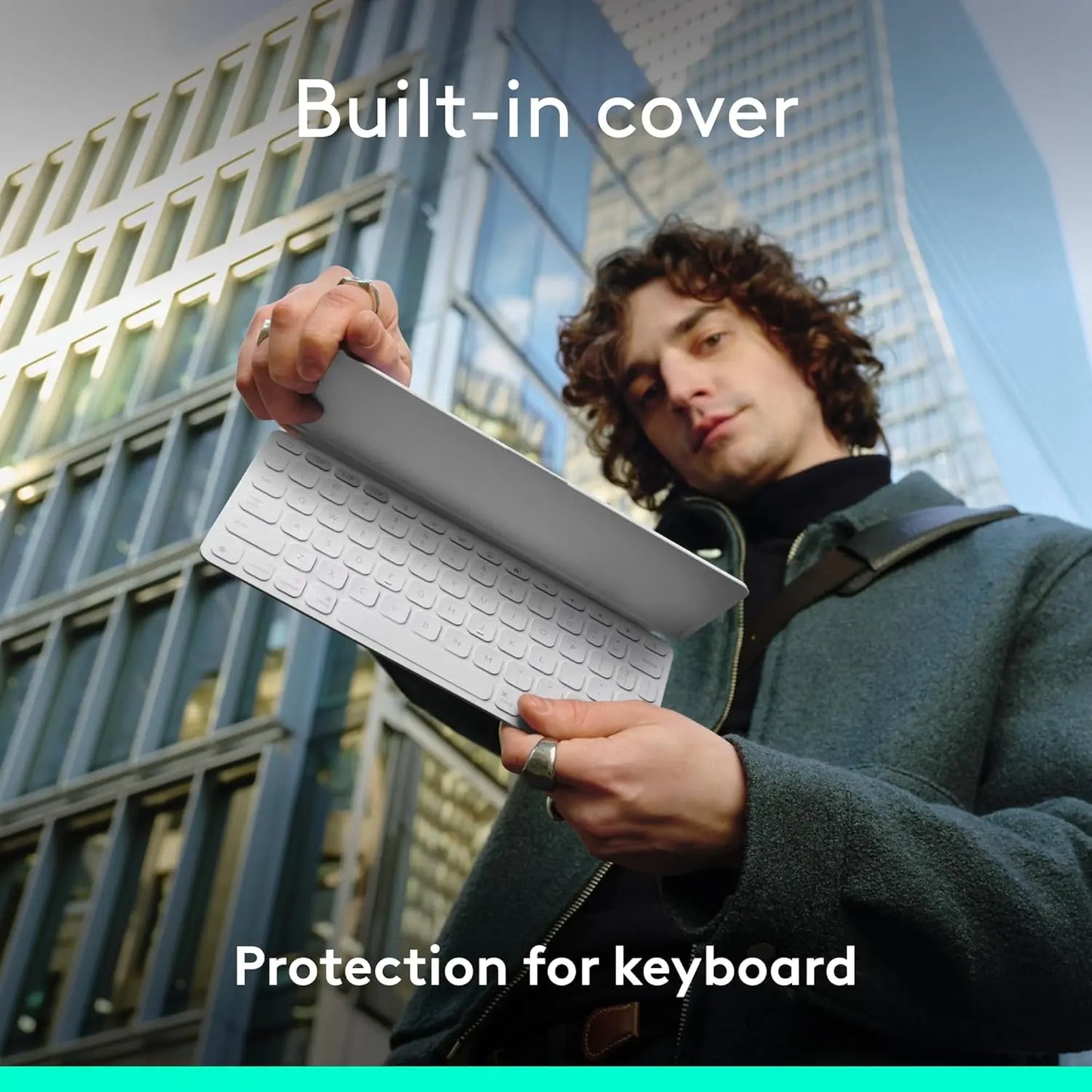 Logitech Keys-to-Go 2 Portable Bluetooth Keyboard for Tablet with Built-in Cover  Pale Grey
