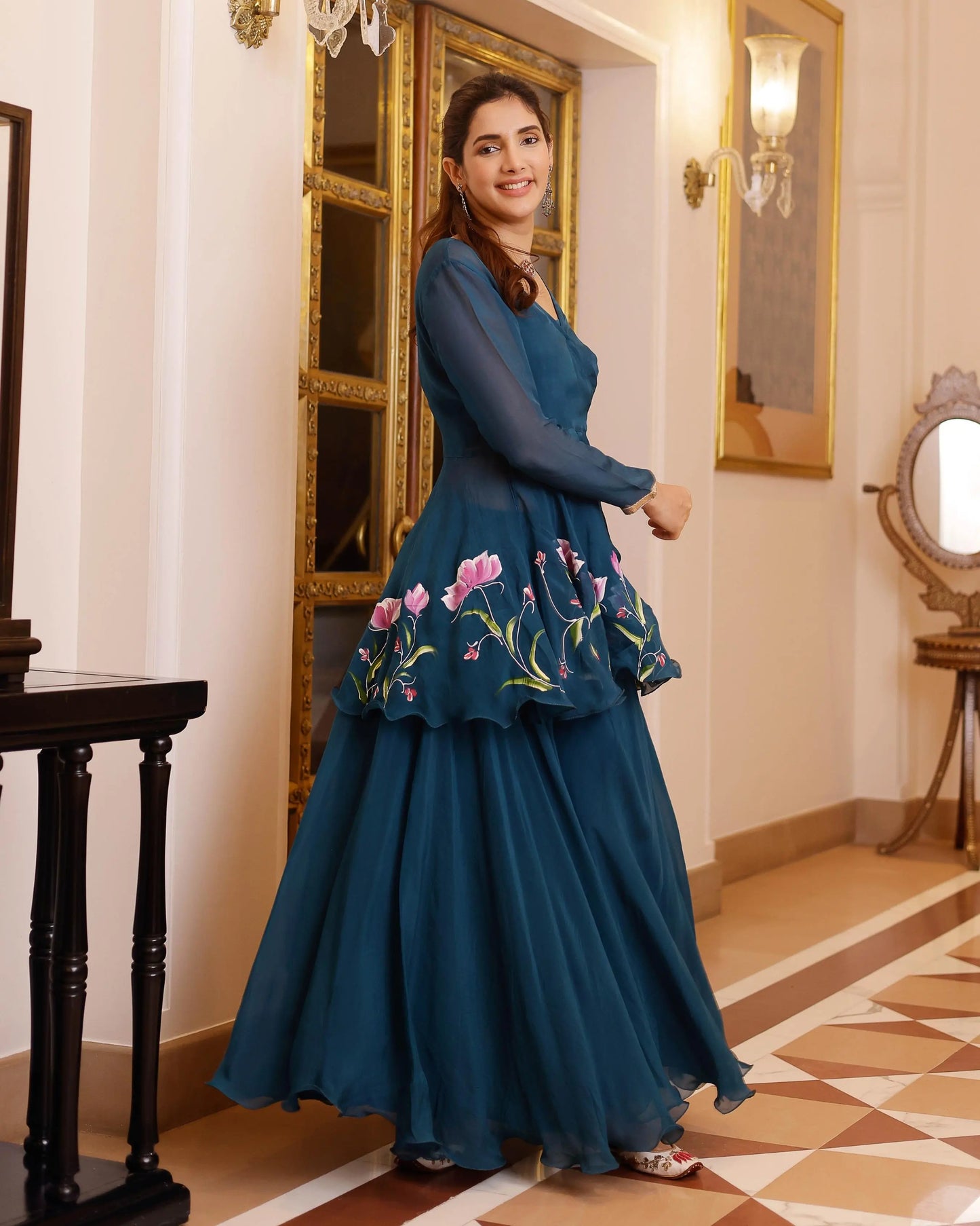 Kaasni Handpainted Organza Sharara Set My Store