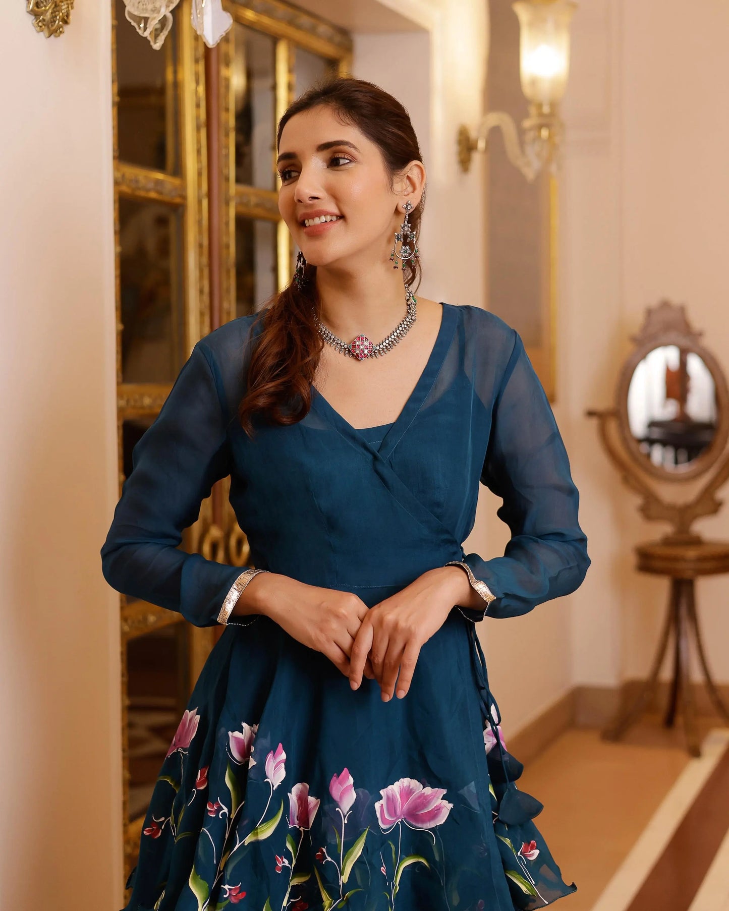 Kaasni Handpainted Organza Sharara Set My Store