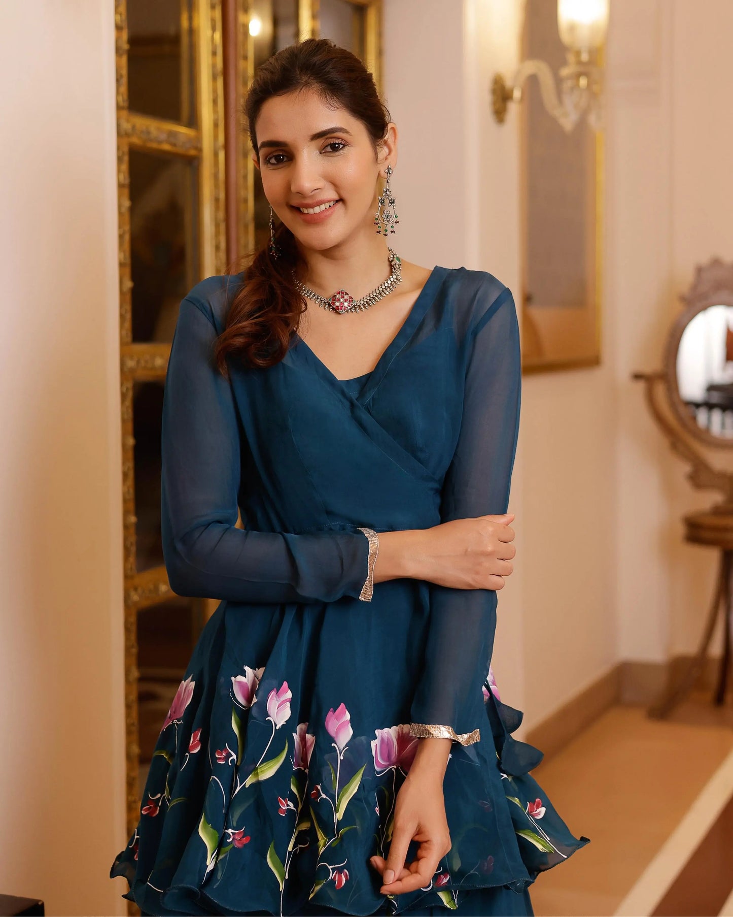 Kaasni Handpainted Organza Sharara Set My Store