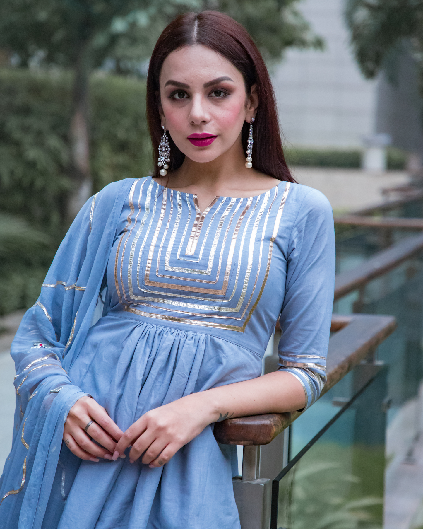 Powder Blue Gotapatti Sharara Set My Store