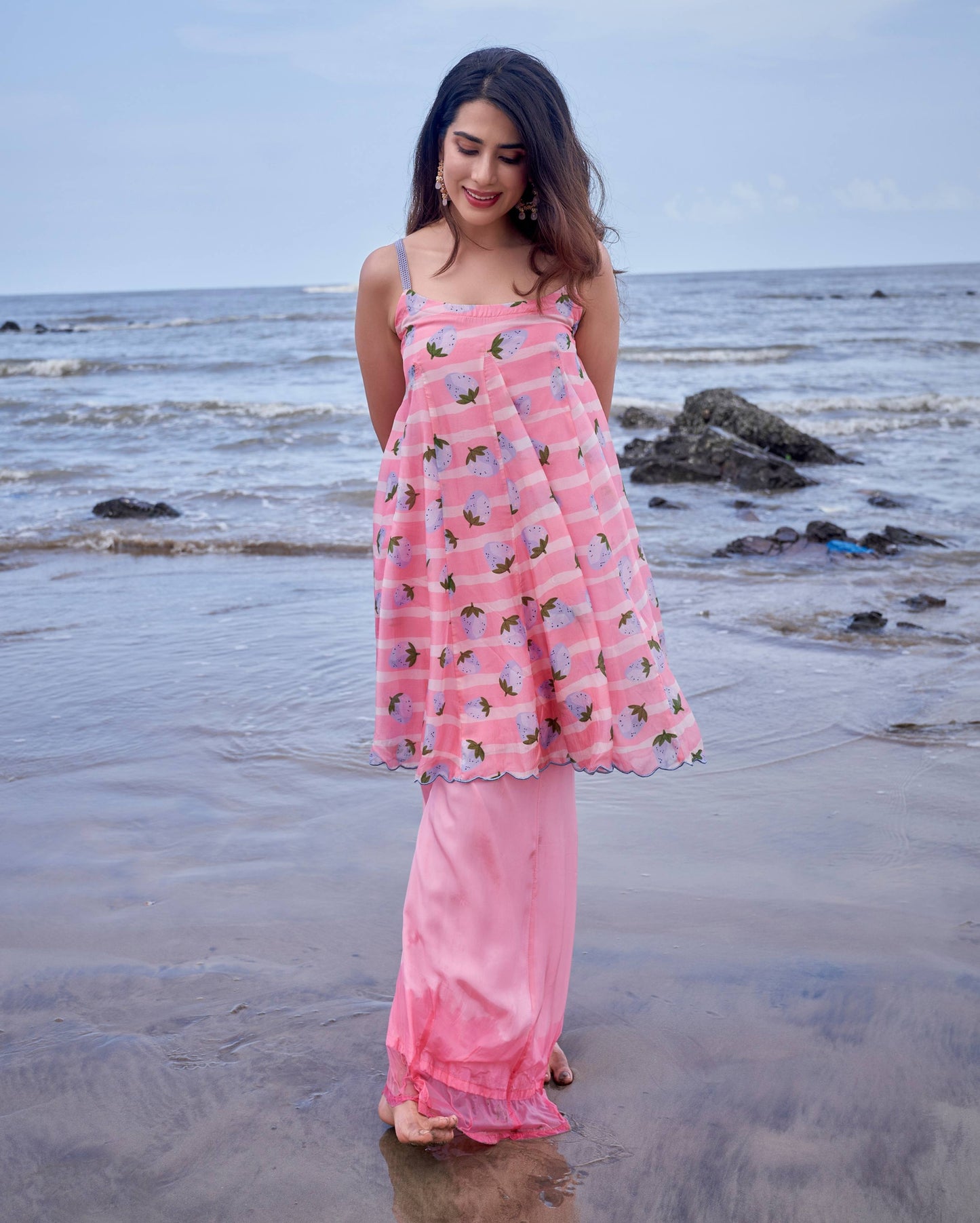 Berry Burst Pink Printed Silk Coord Set Quick Cart