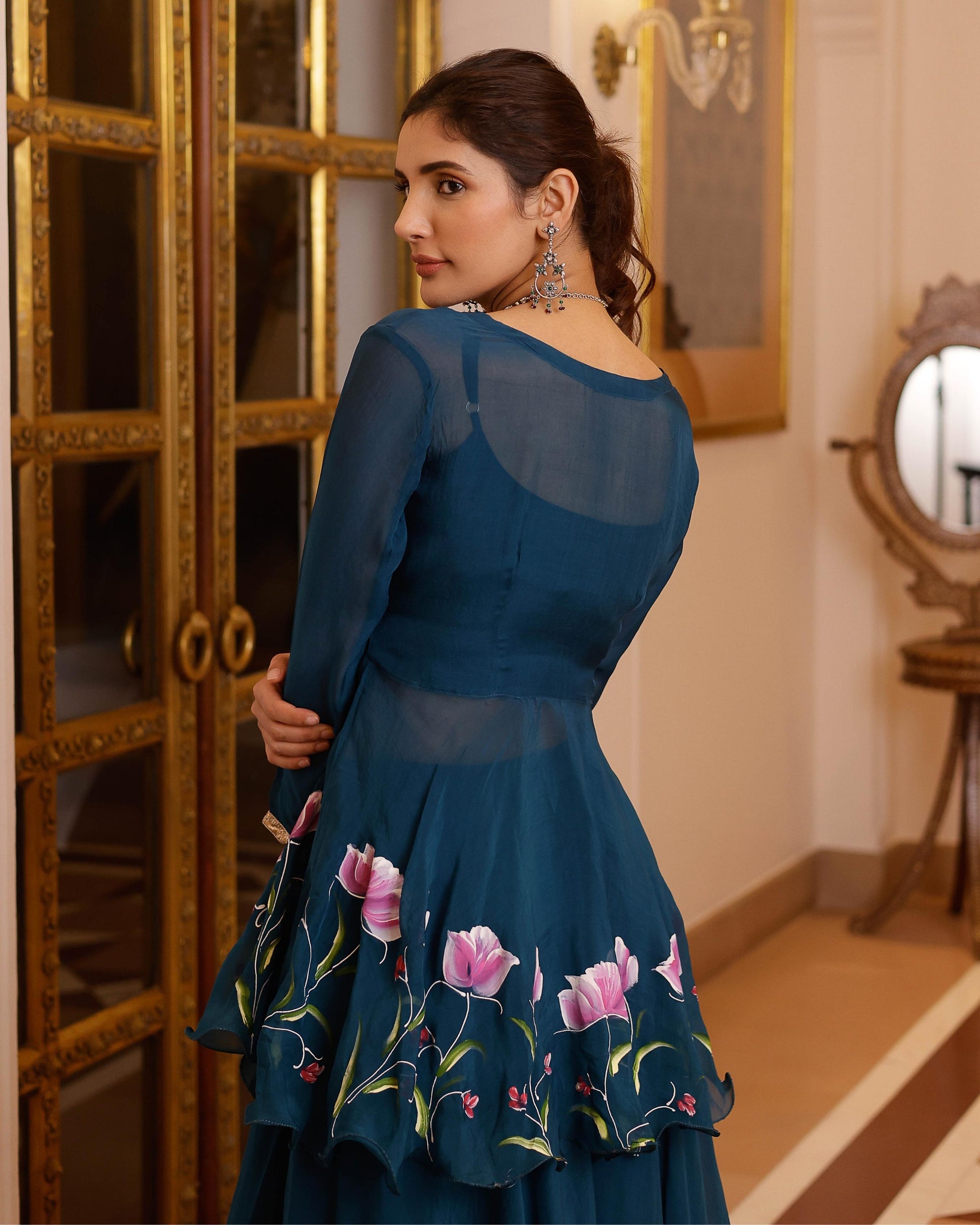 Kaasni Handpainted Organza Sharara Set My Store