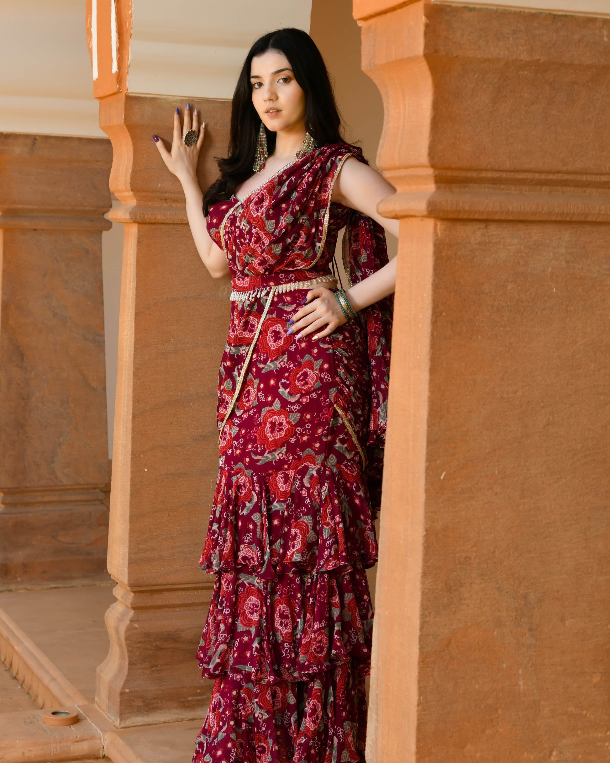 Raina Georgette Pre draped Saree My Store