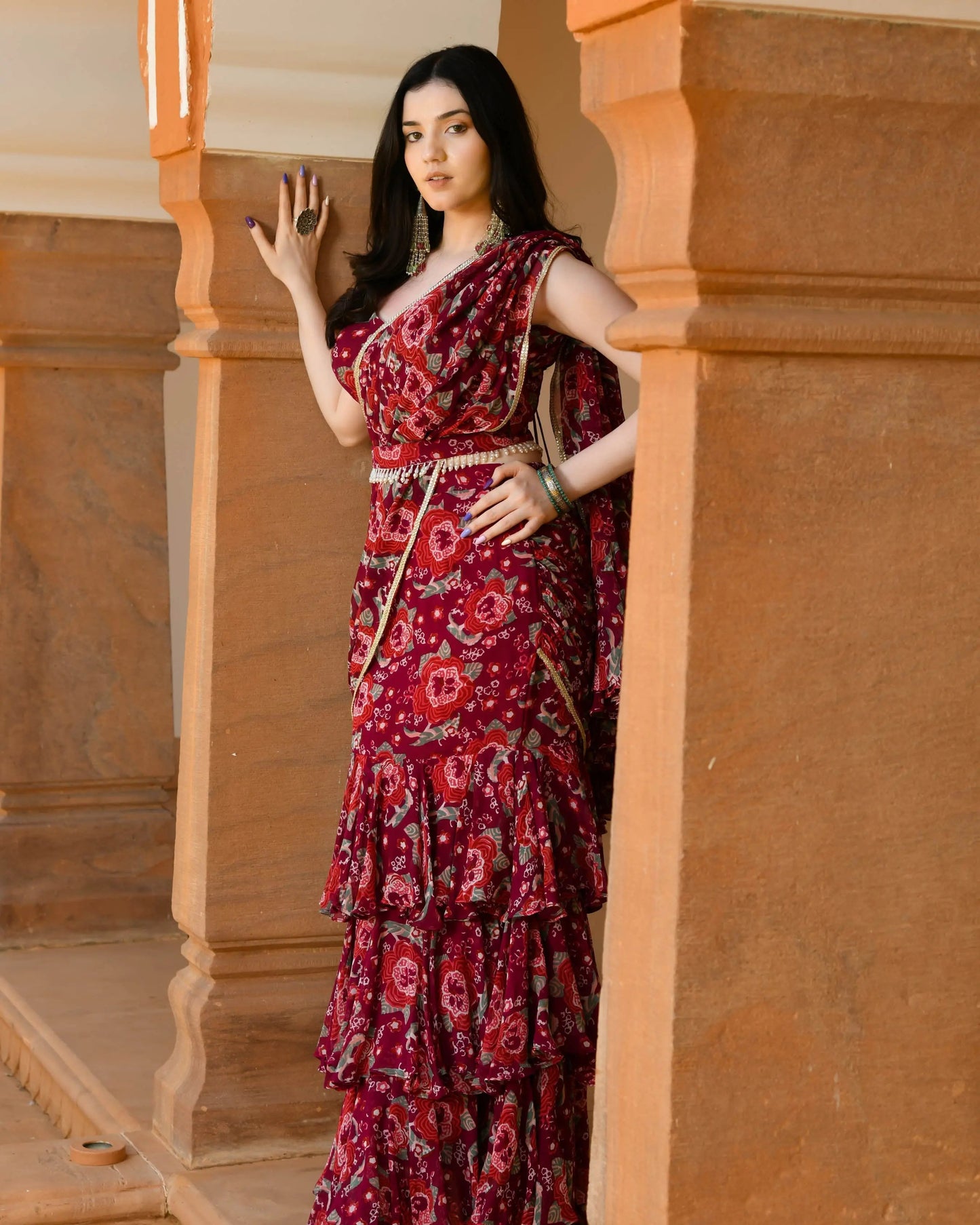 Raina Georgette Pre draped Saree My Store