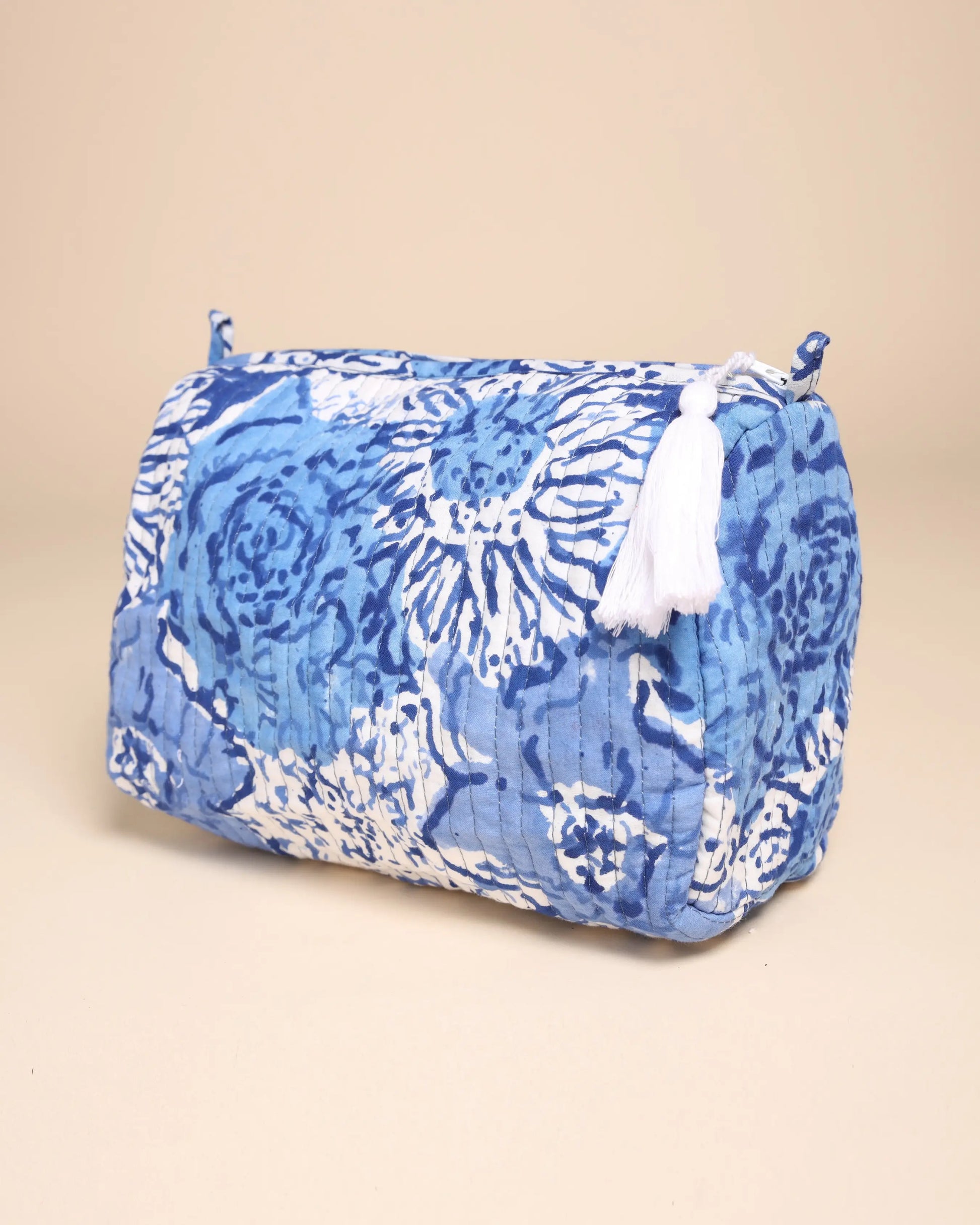 Jazz Blue Cotton Block Printed Pouch Bag My Store