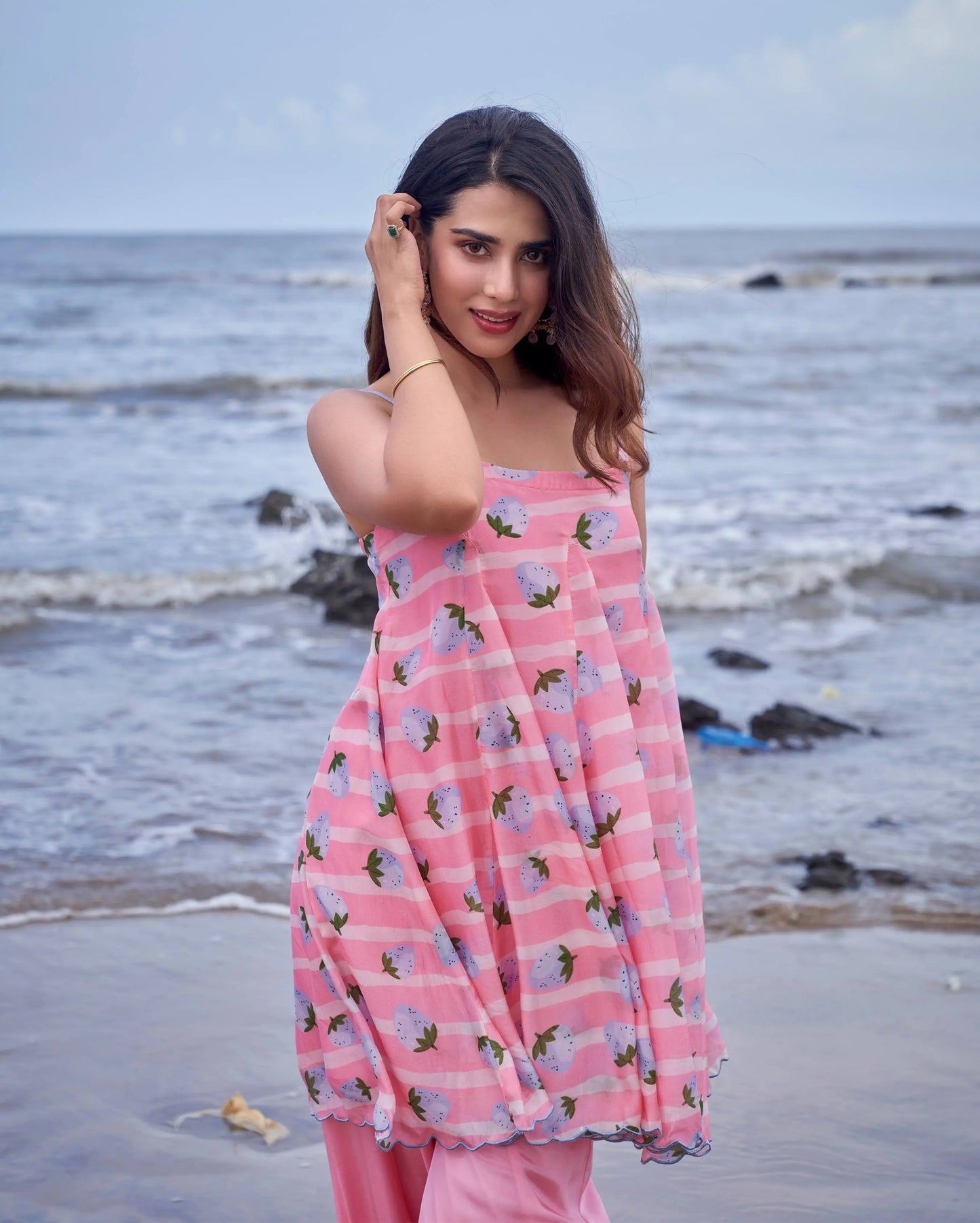 Berry Burst Pink Printed Silk Coord Set My Store