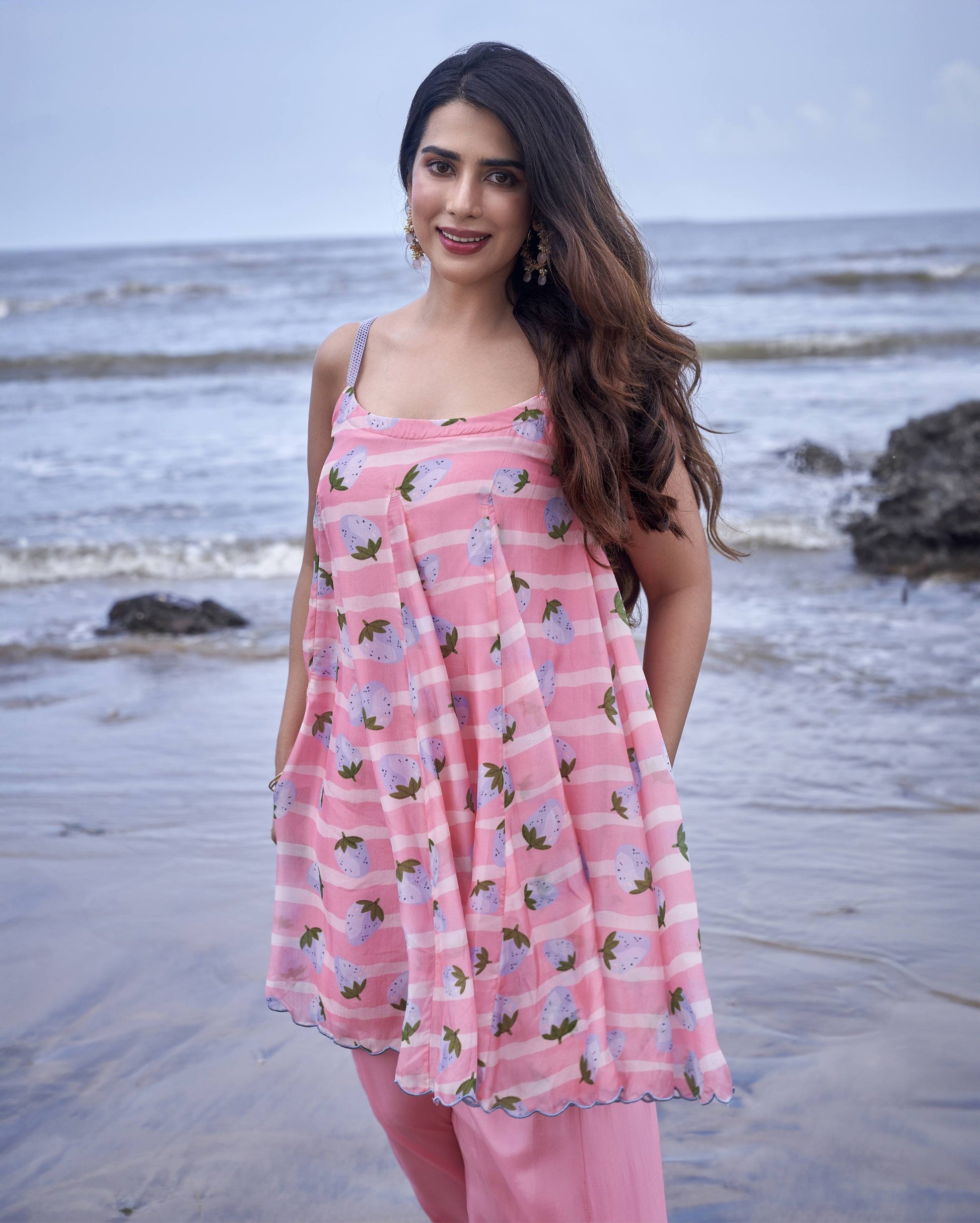 Berry Burst Pink Printed Silk Coord Set Quick Cart