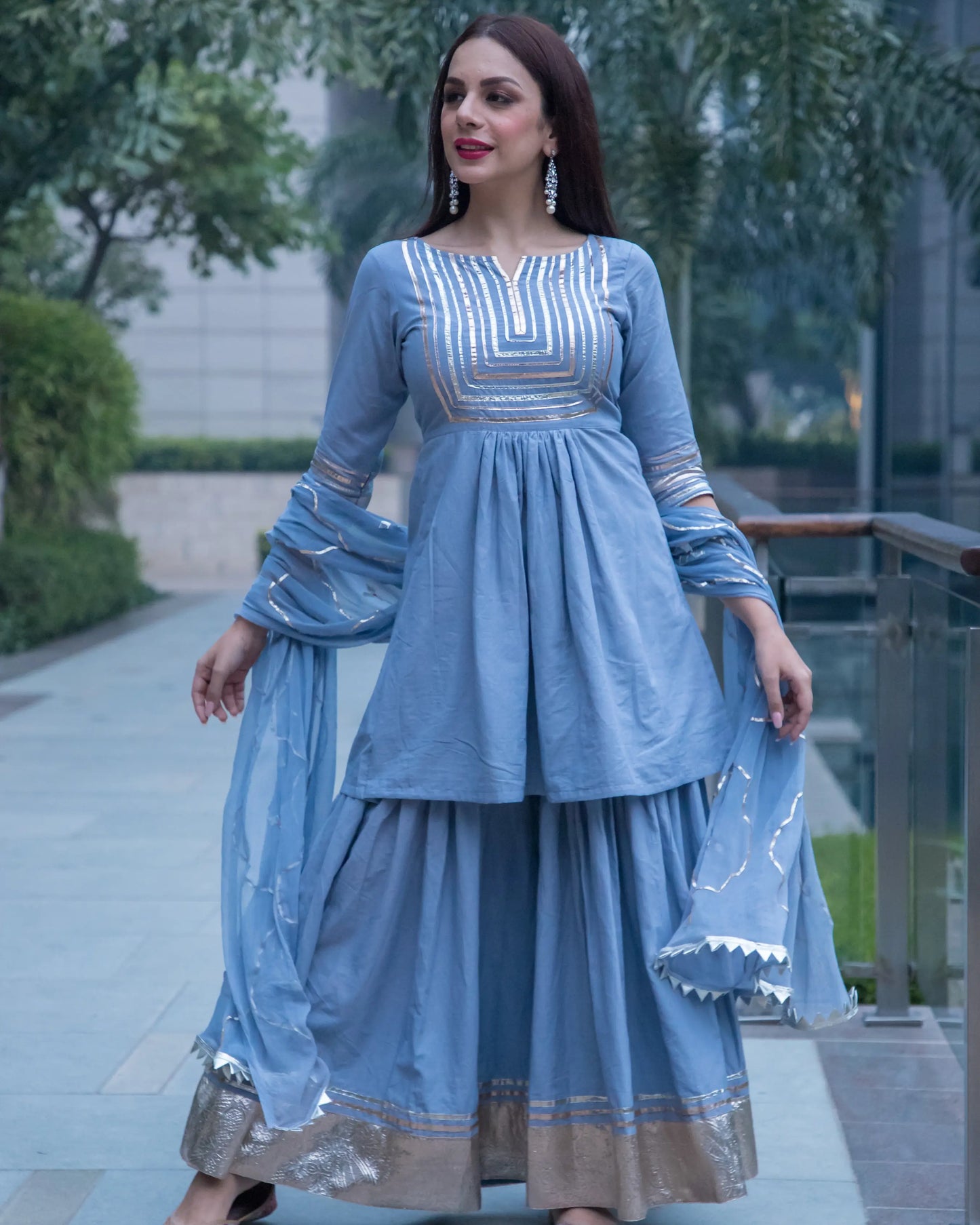 Powder Blue Gotapatti Sharara Set My Store