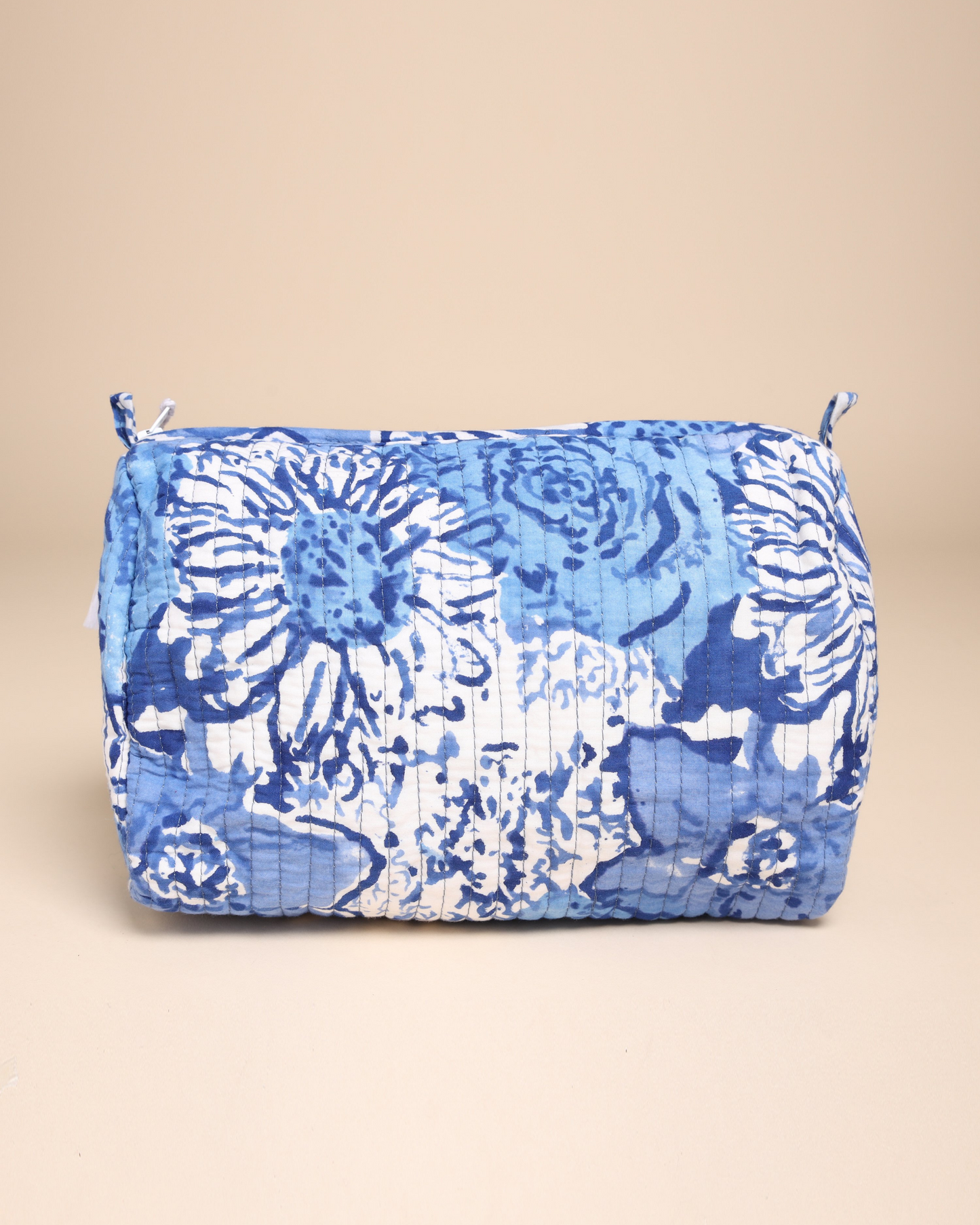 Jazz Blue Cotton Block Printed Pouch Bag Quick Cart