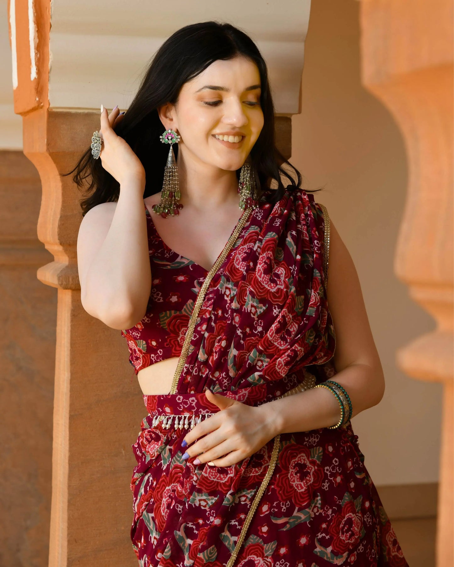 Raina Georgette Pre draped Saree My Store