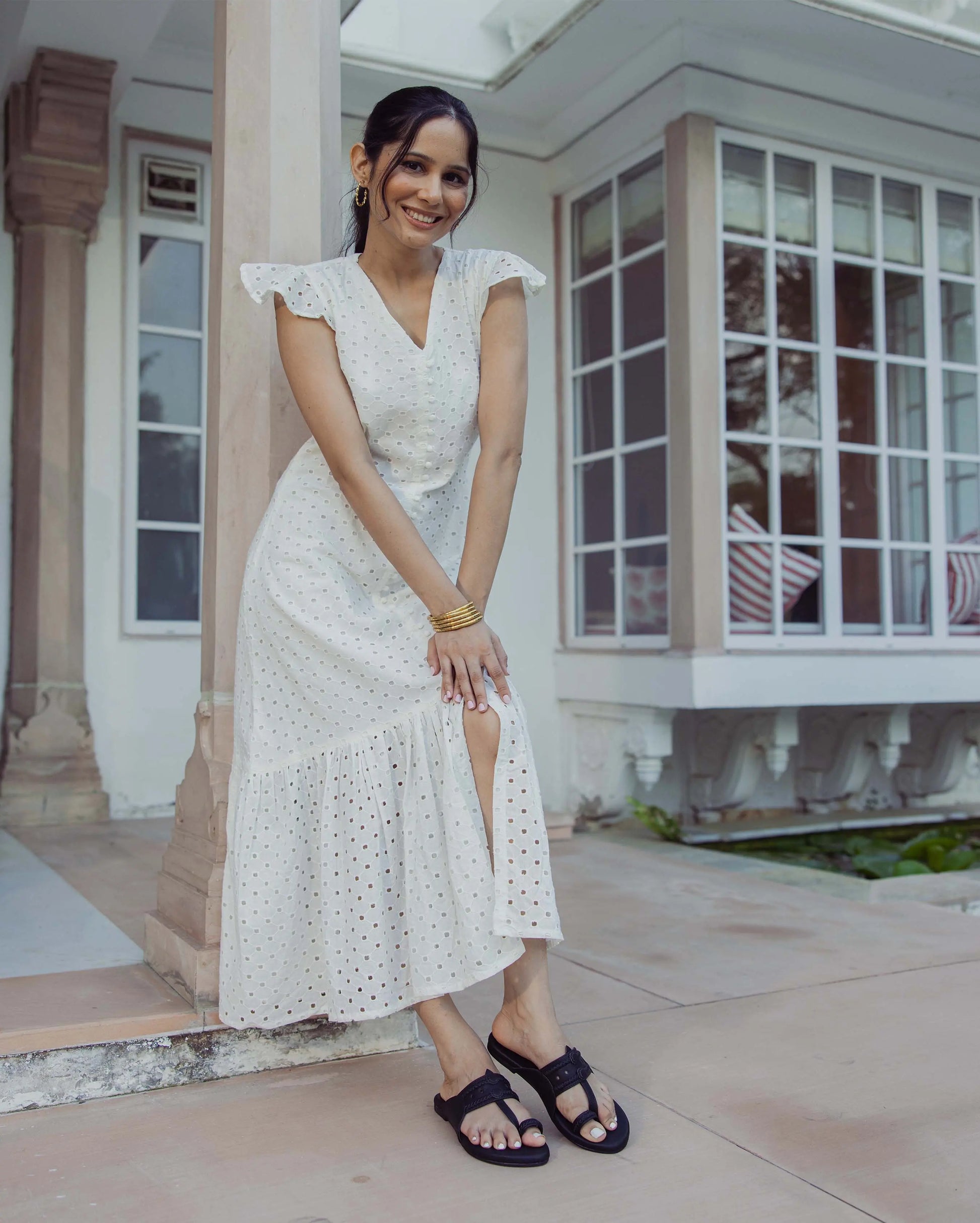 Melanie Black Solid Kolha Flats My Store