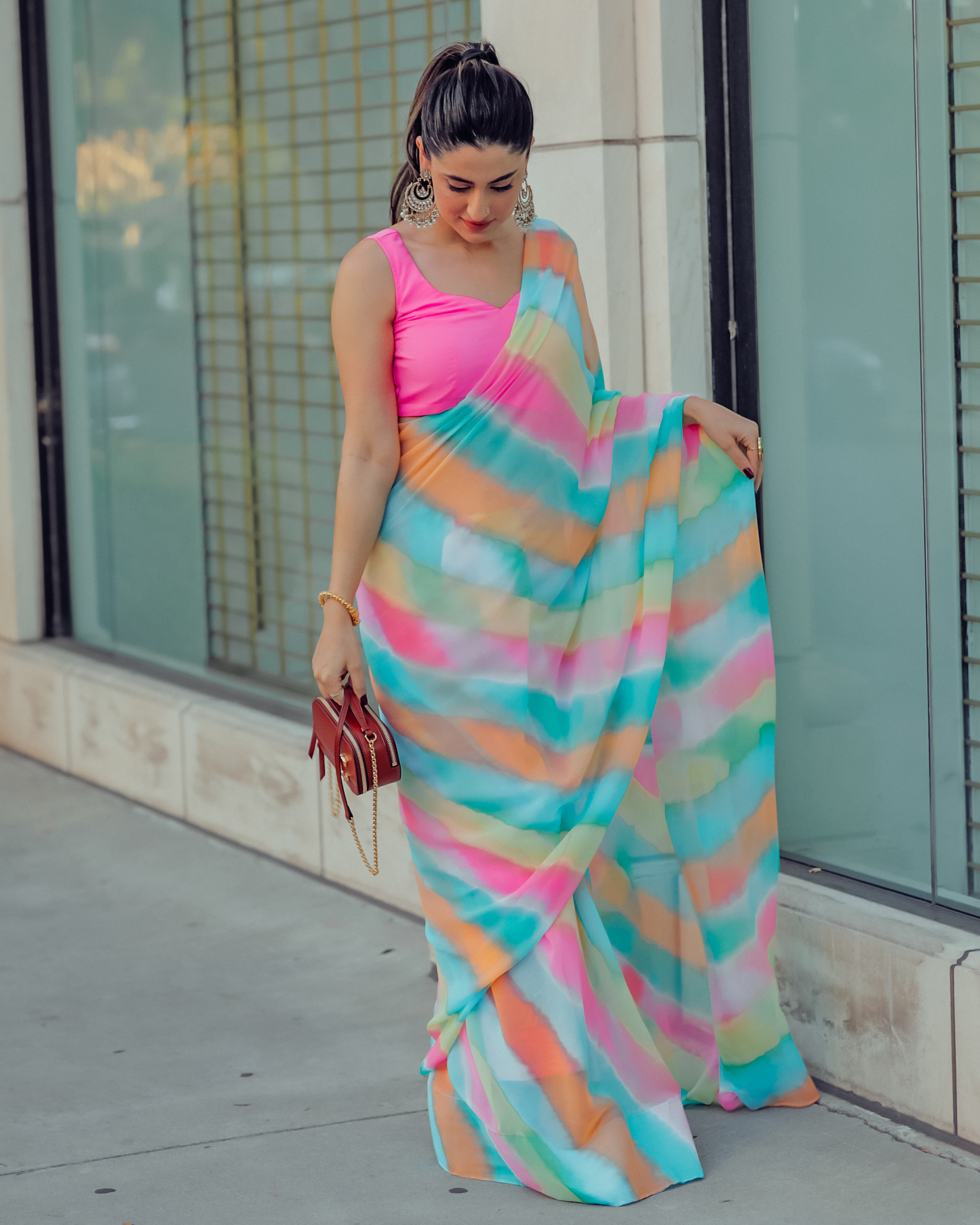 Jazzy Mix Leheriya Pure Chiffon Saree Quick Cart