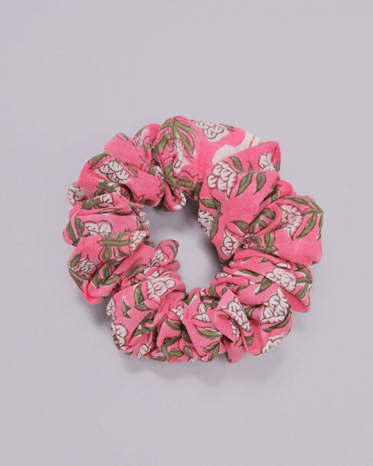 Pink Icing Cotton Handblock Scrunchie My Store
