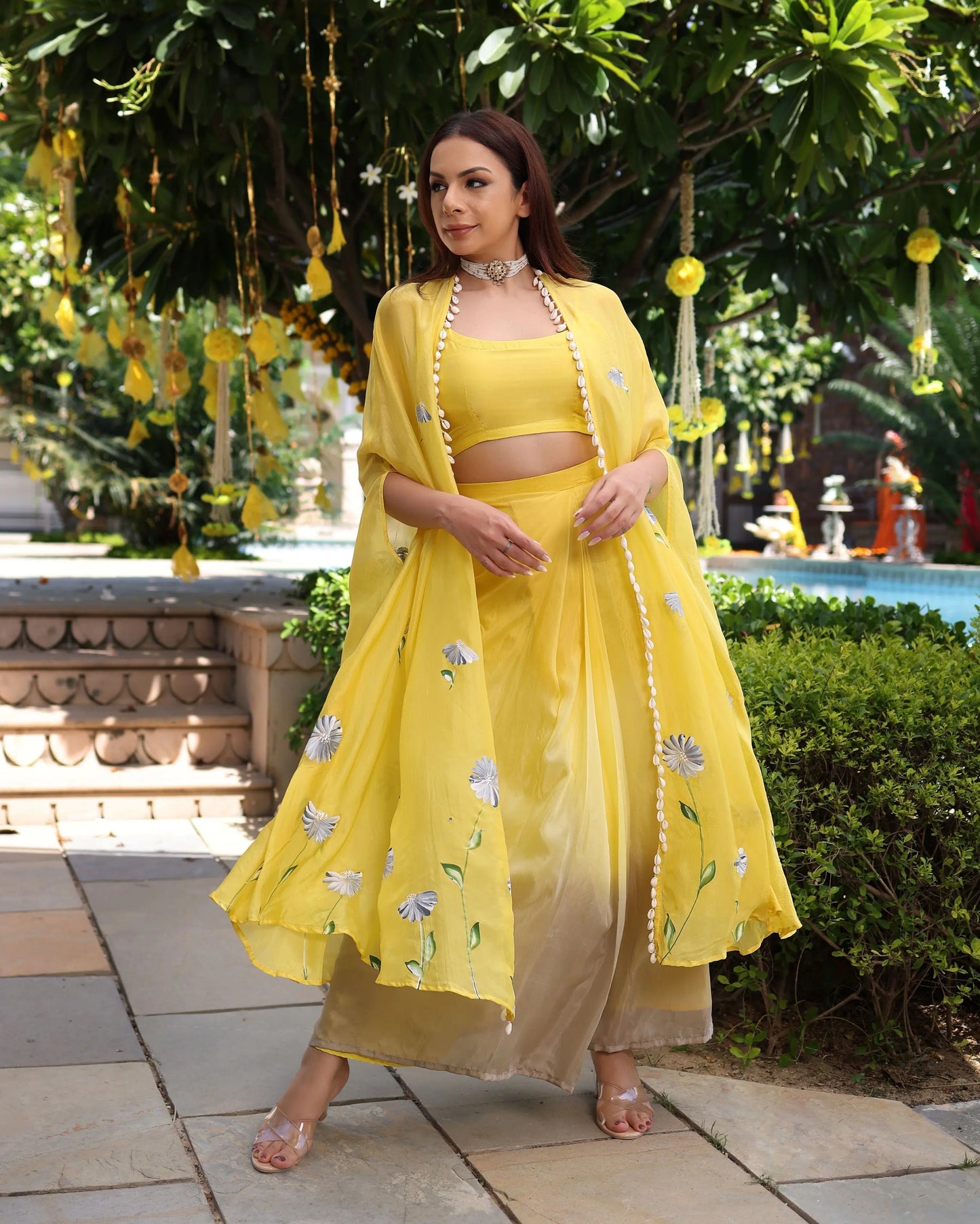 Sagnika Yellow Ombre Silk Coord Set My Store