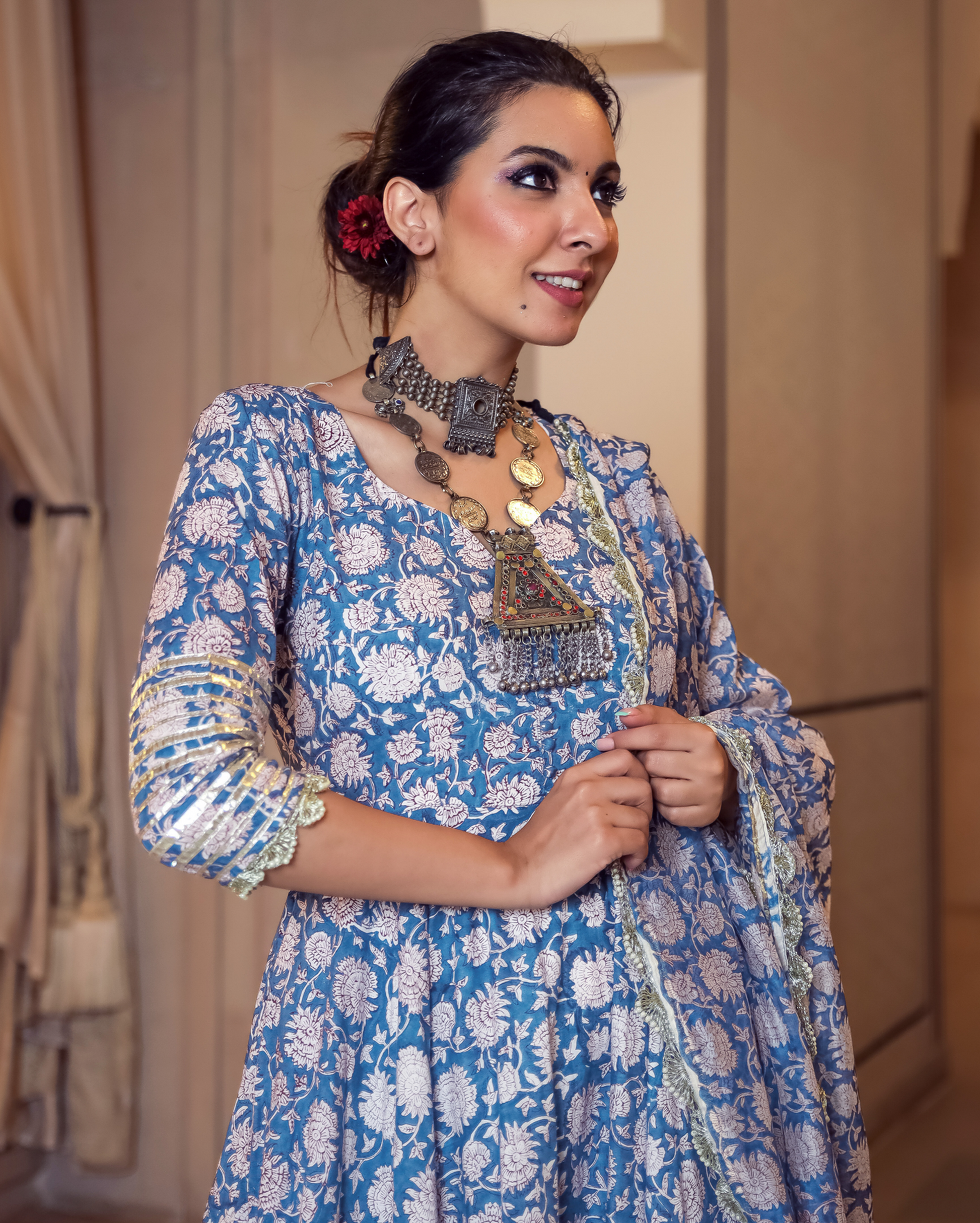 Tropical Sugar Handblock Gota Suit Set Quick Cart