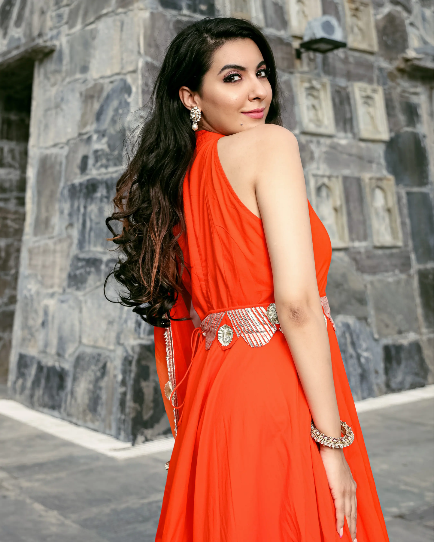 Orange Muse Leheriya Gota Suit Set My Store