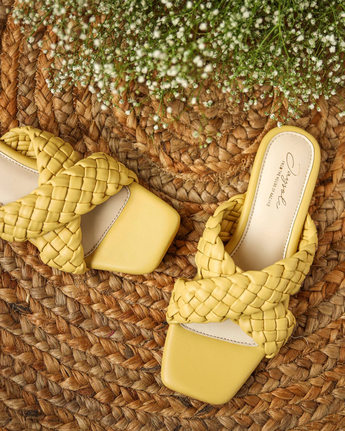 Blazing Yellow Braided Flats My Store