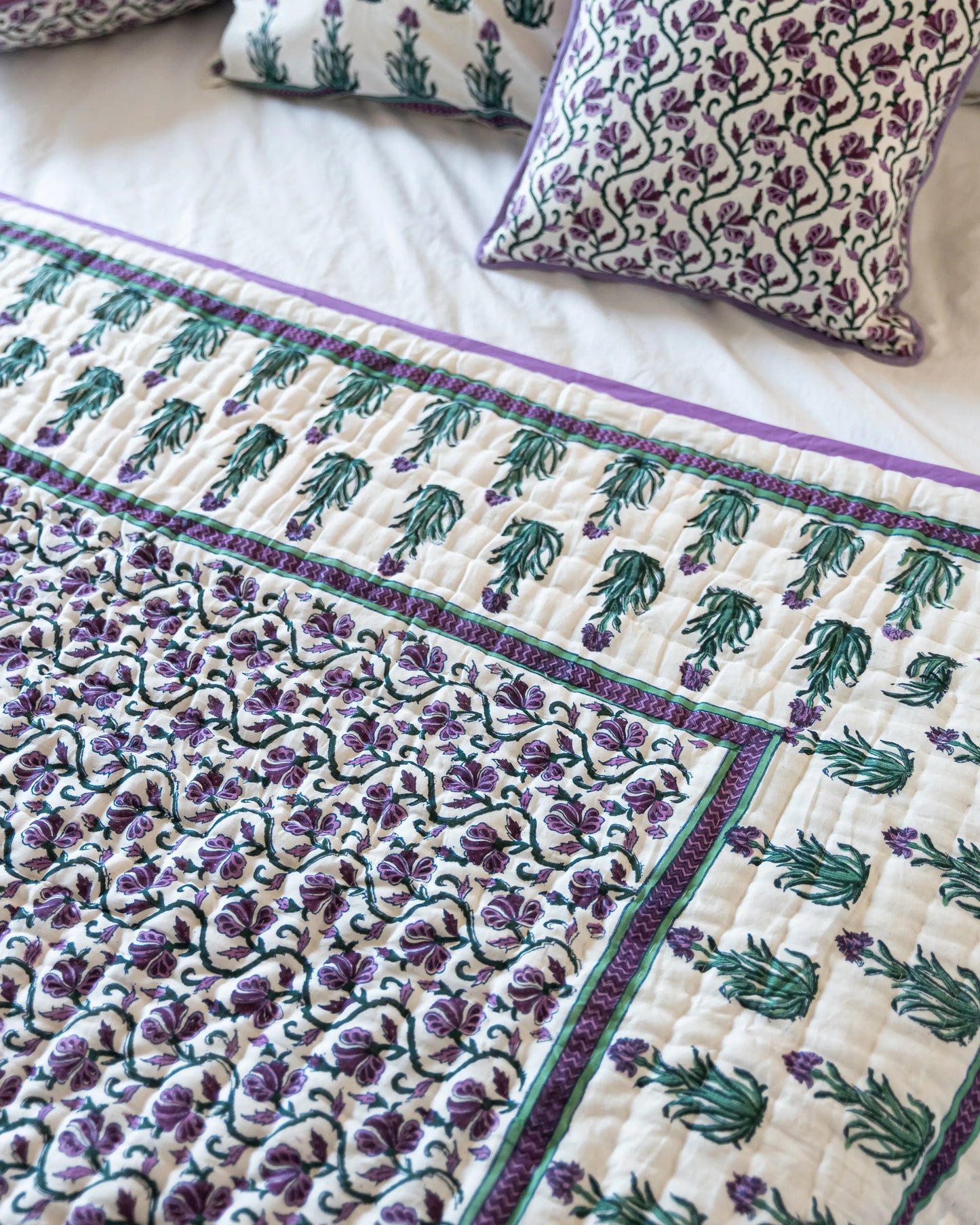 Gilly Flower Handblock Printed Cotton Quilt My Store