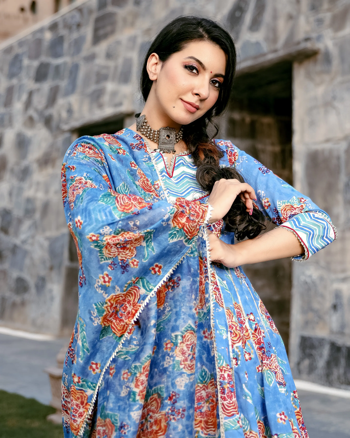 Rain Flower Handblock Gota Sharara Set My Store