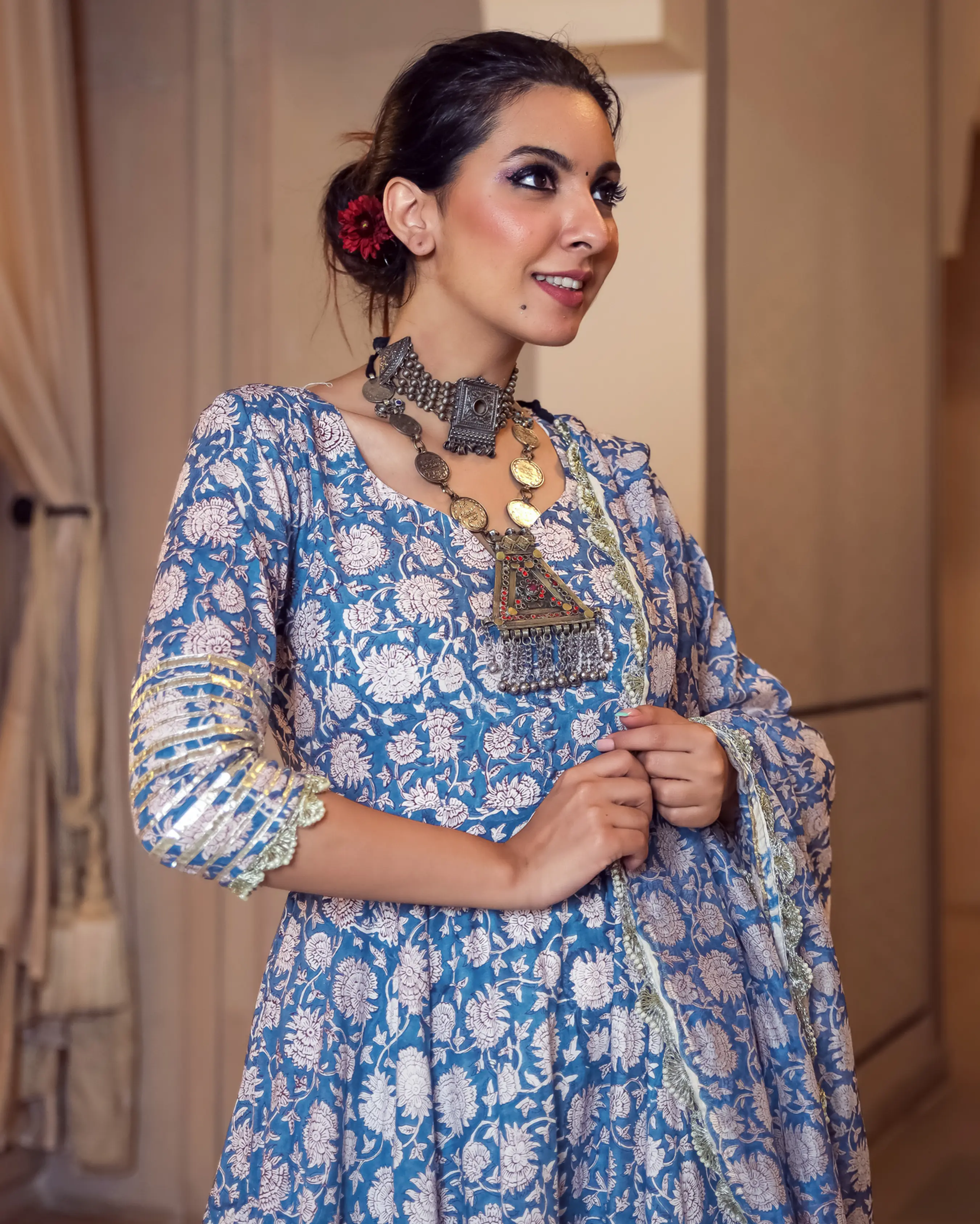 Tropical Sugar Handblock Gota Suit Set My Store