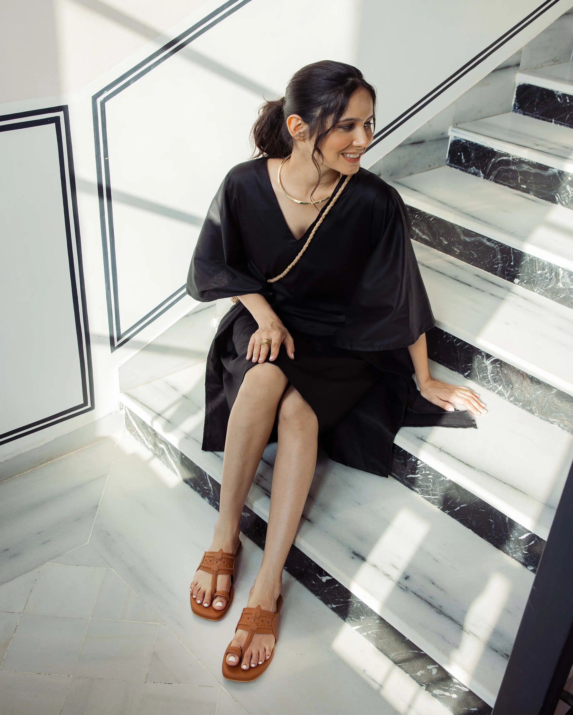 Burlywood Solid Kolha Flats My Store