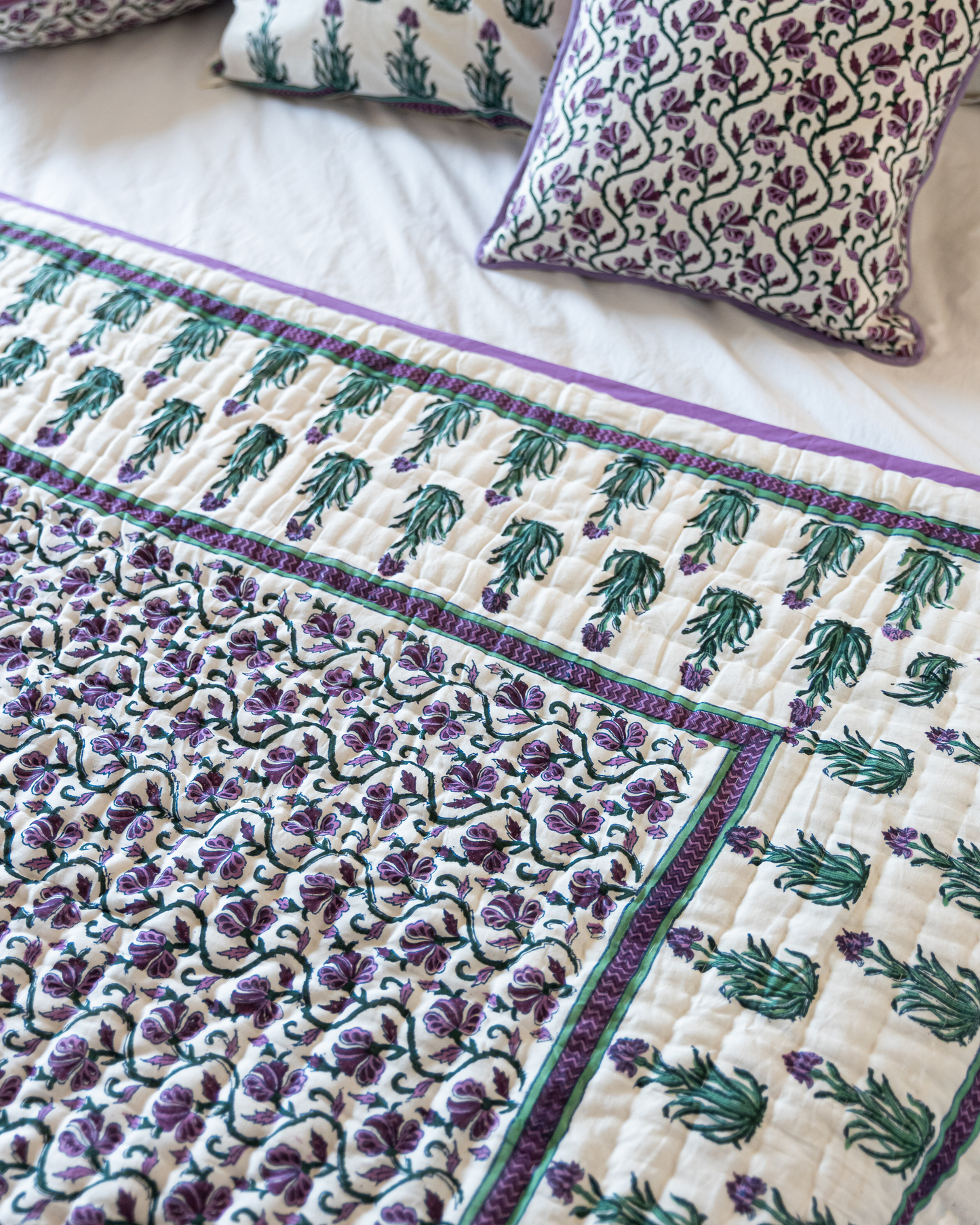 Gilly Flower Handblock Printed Cotton Quilt My Store