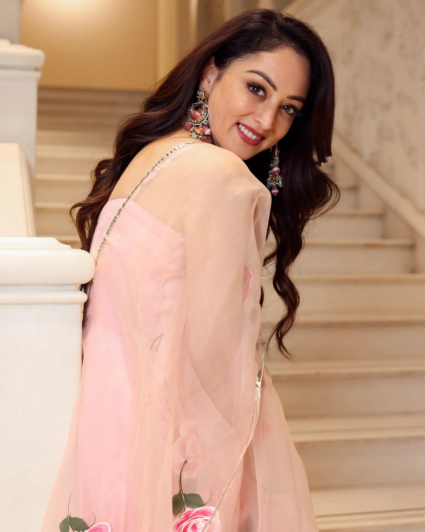 Pink Marble Handpainted Suit Set My Store